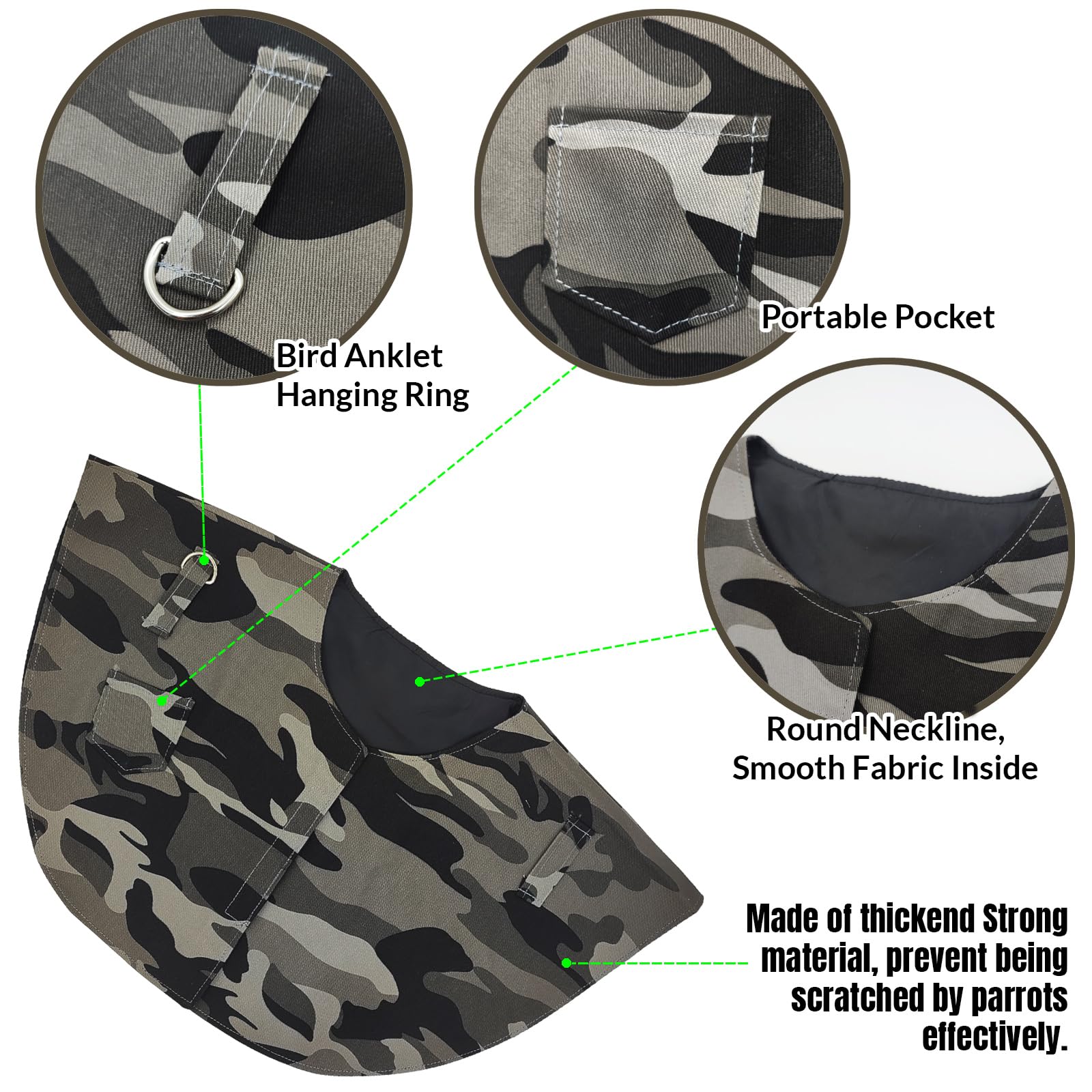 Xqigi Parrot Anti-Scratch Shoulder Poop Protector, Hang Bird Anklet Toys, Waterproof Pet Training Pad Diaper Protective Shawl Fo