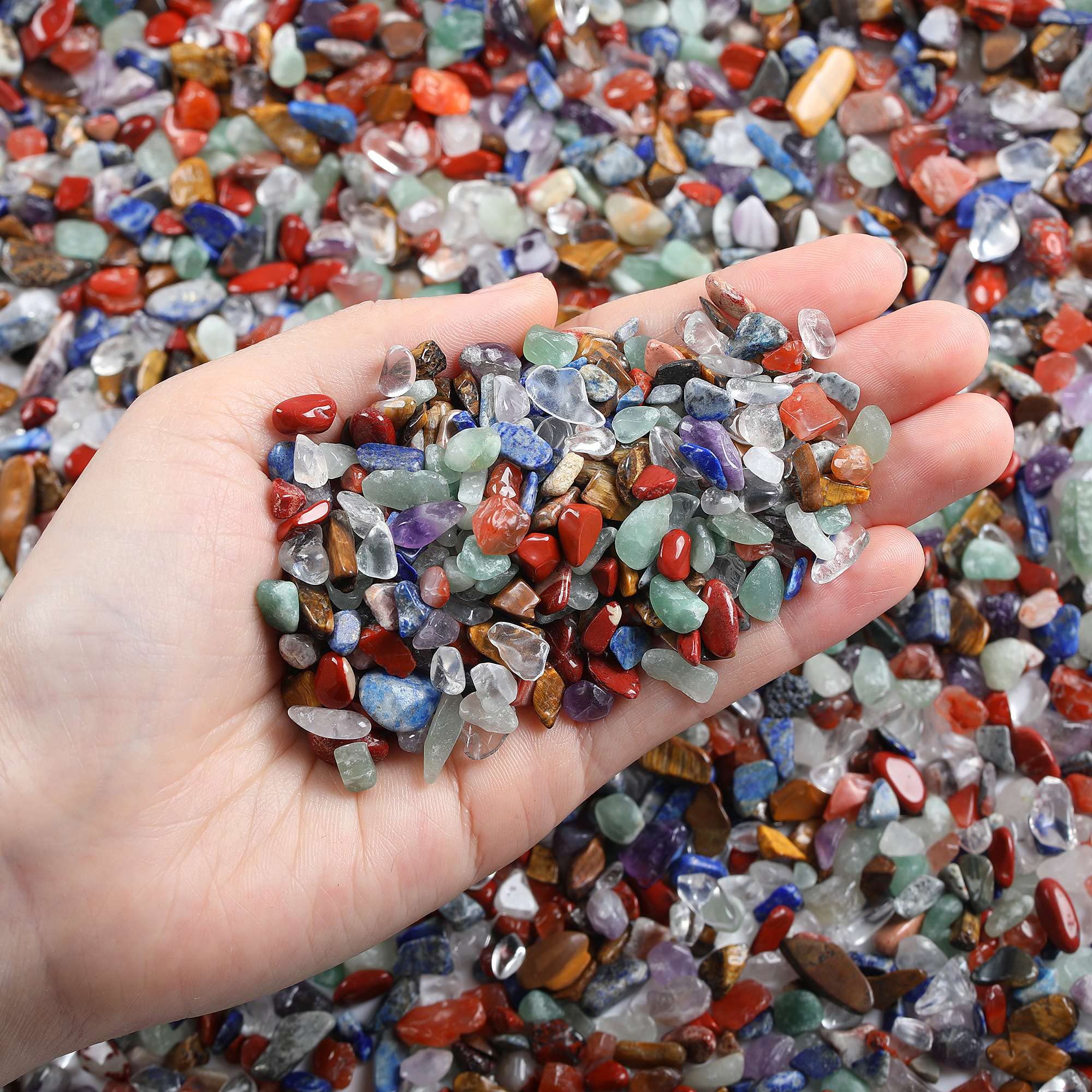 LAIDANLA Decorative Tumbled Gravel Chakra Colorful Crystals Chip Polished Bulk Natural Gem Aquarium Gravel Rocks Pebbles Fish Ta