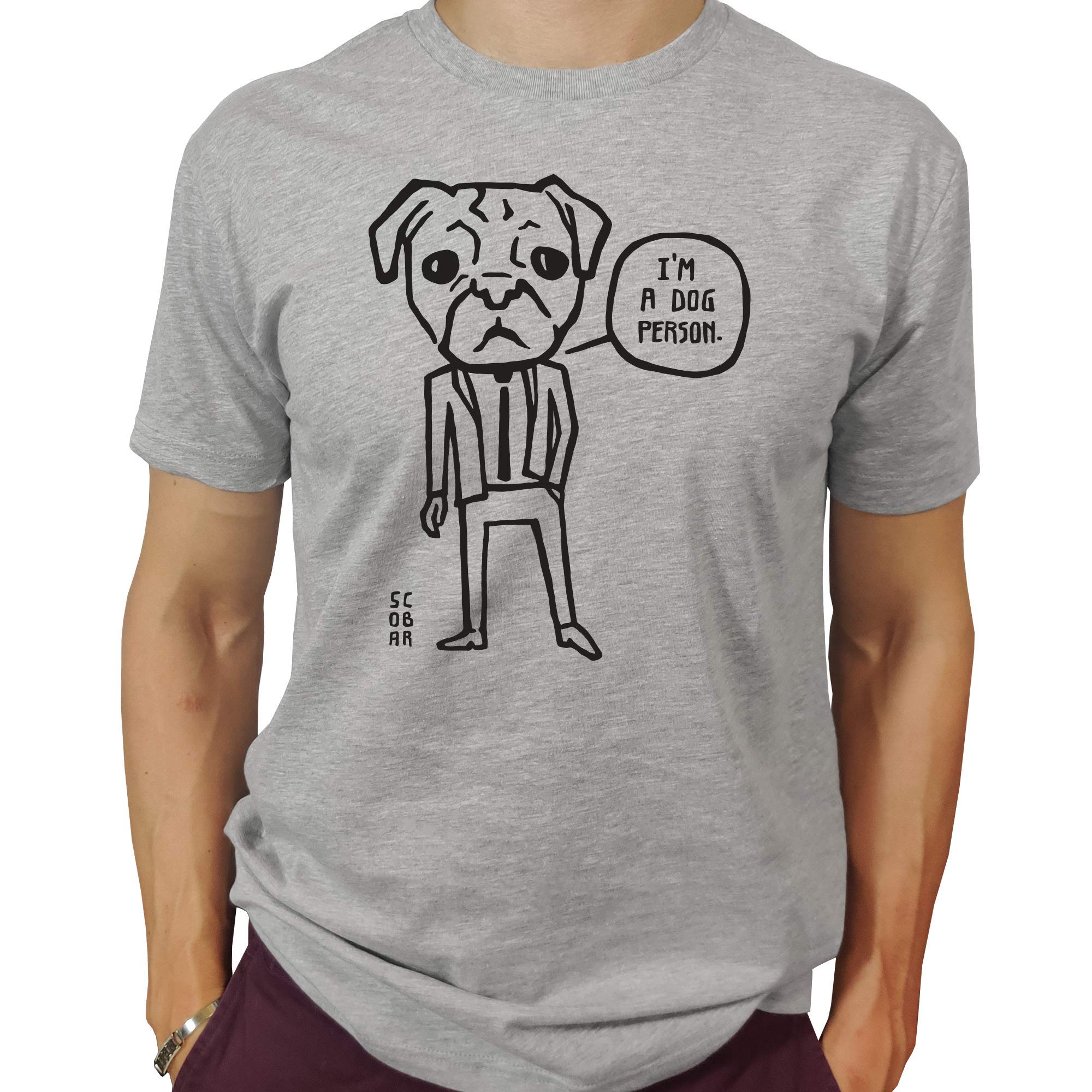 Cat/Dog Person T-Shirt (Dog Grey, Small)