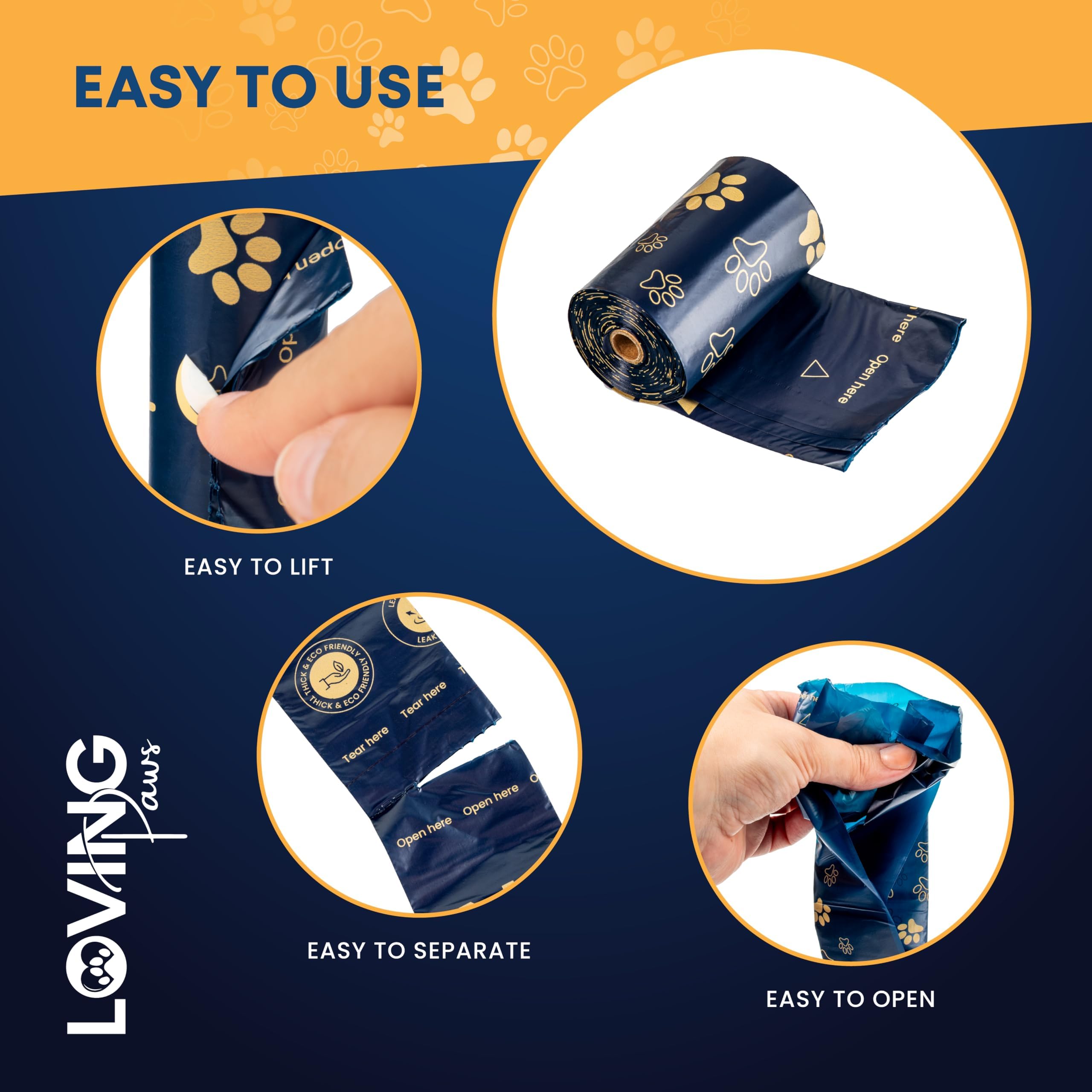 Loving Paws Poop Bags For Dogs Guaranteed Leak Proof And Extra Thick Waste Bag Refill Rolls, Heavy Duty,Unscented, 140 Count