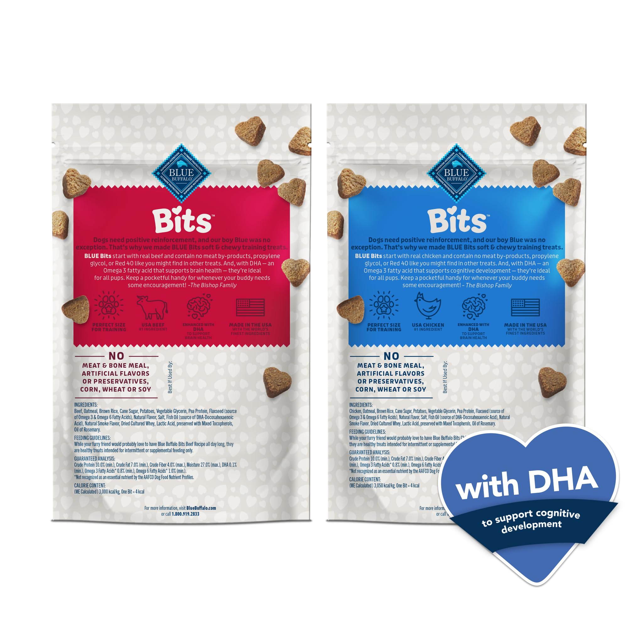 Blue Buffalo Bits Soft Dog Treats for Training, Made With Natural Ingredients & Enhanced with DHA, Chicken & Beef 19-oz Variety