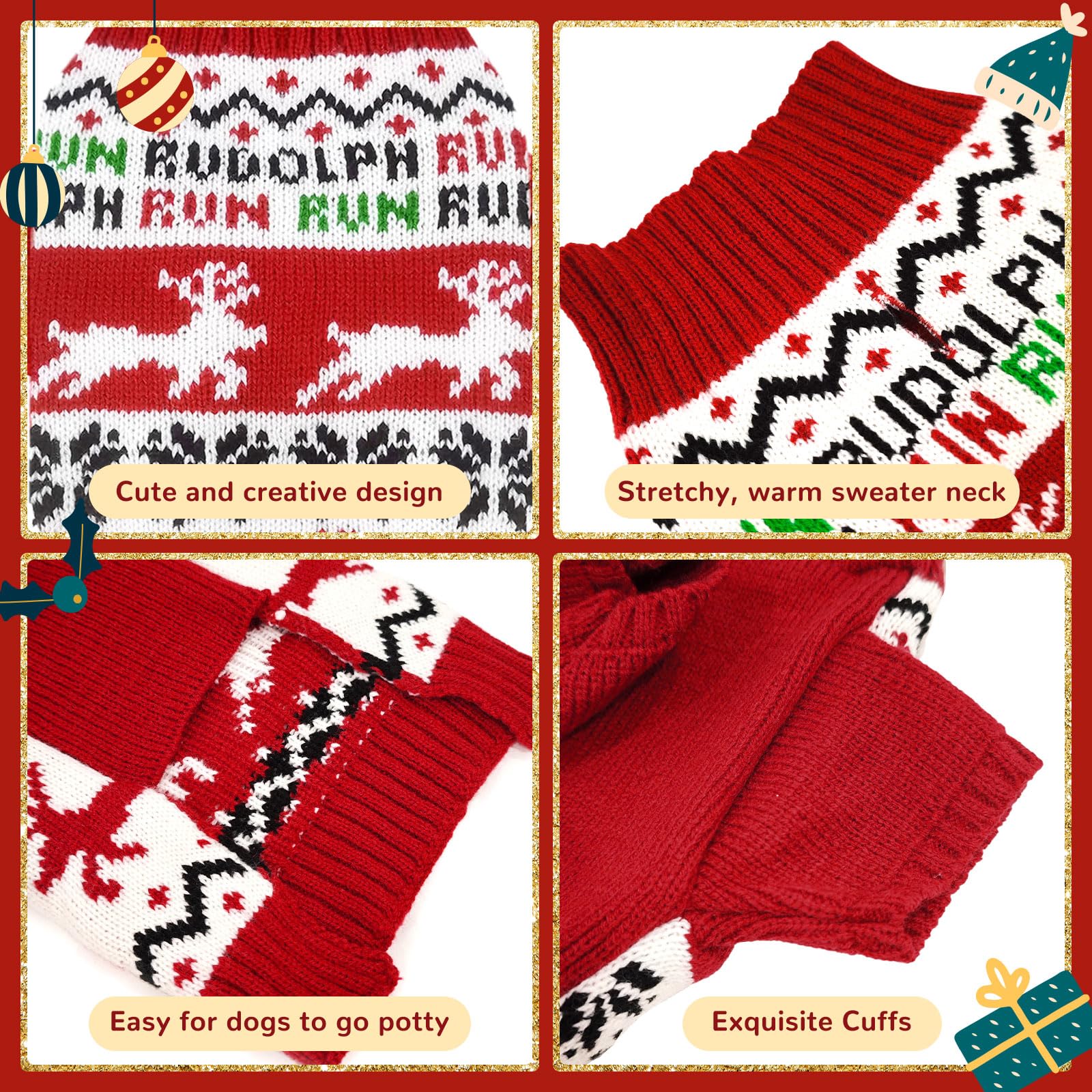 Axiijgl Dog Christmas Sweater Reindeer Christmas Clothes For Dogs With Leash Hole Cat Sweaters For Cats Only French Bulldog Chih