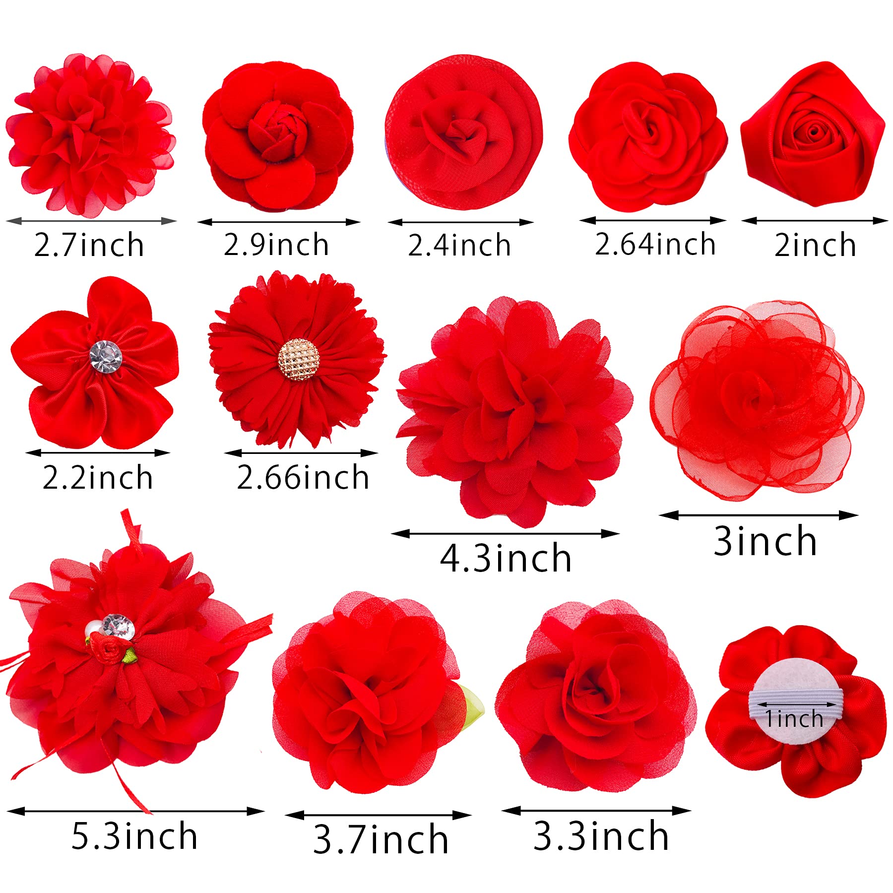 Pet Show 12Pcs Red Dog Collar Bows And Flowers Attachment For Girls Puppies Cats Female Small Medium Dogs Collars Embellishment