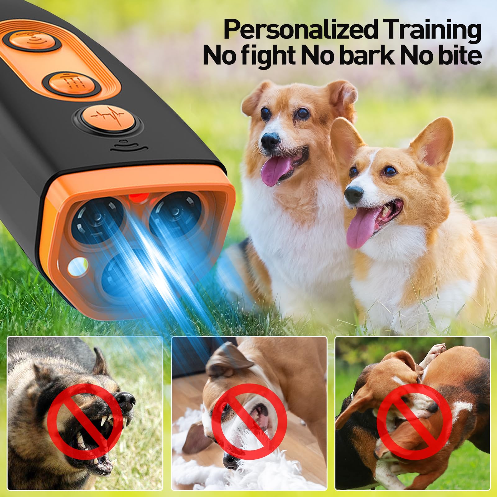 Upgraded Dog Bark Deterrent Devices,Dog Barking Deterrent Devices,Rechargeable Ultrasonic Dog Trainer,50 Ft Effective,Safe For H