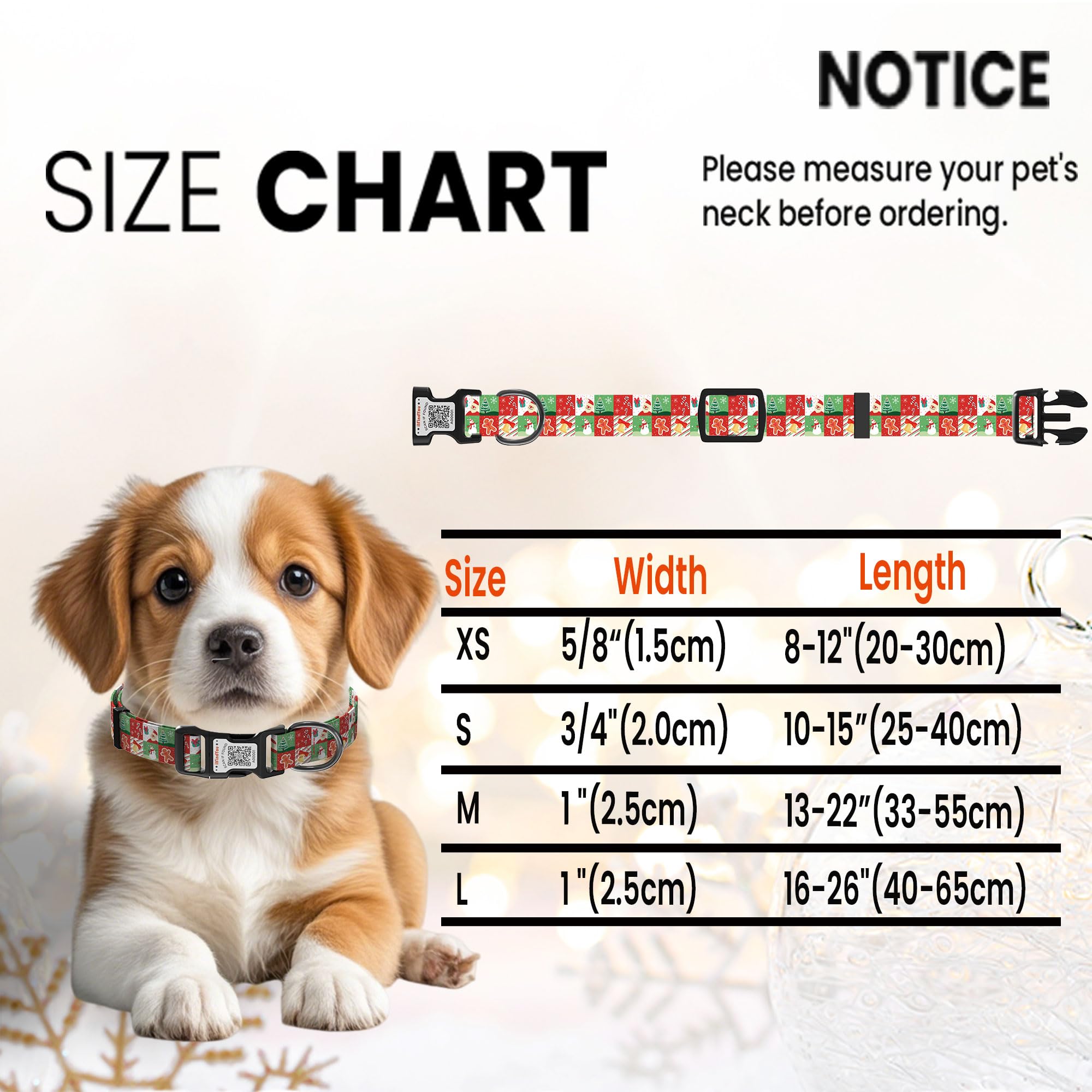 Ilfindyou Christmas Dog Collars For Large Dogs Soft Nylon Christmas Pattern Sized L