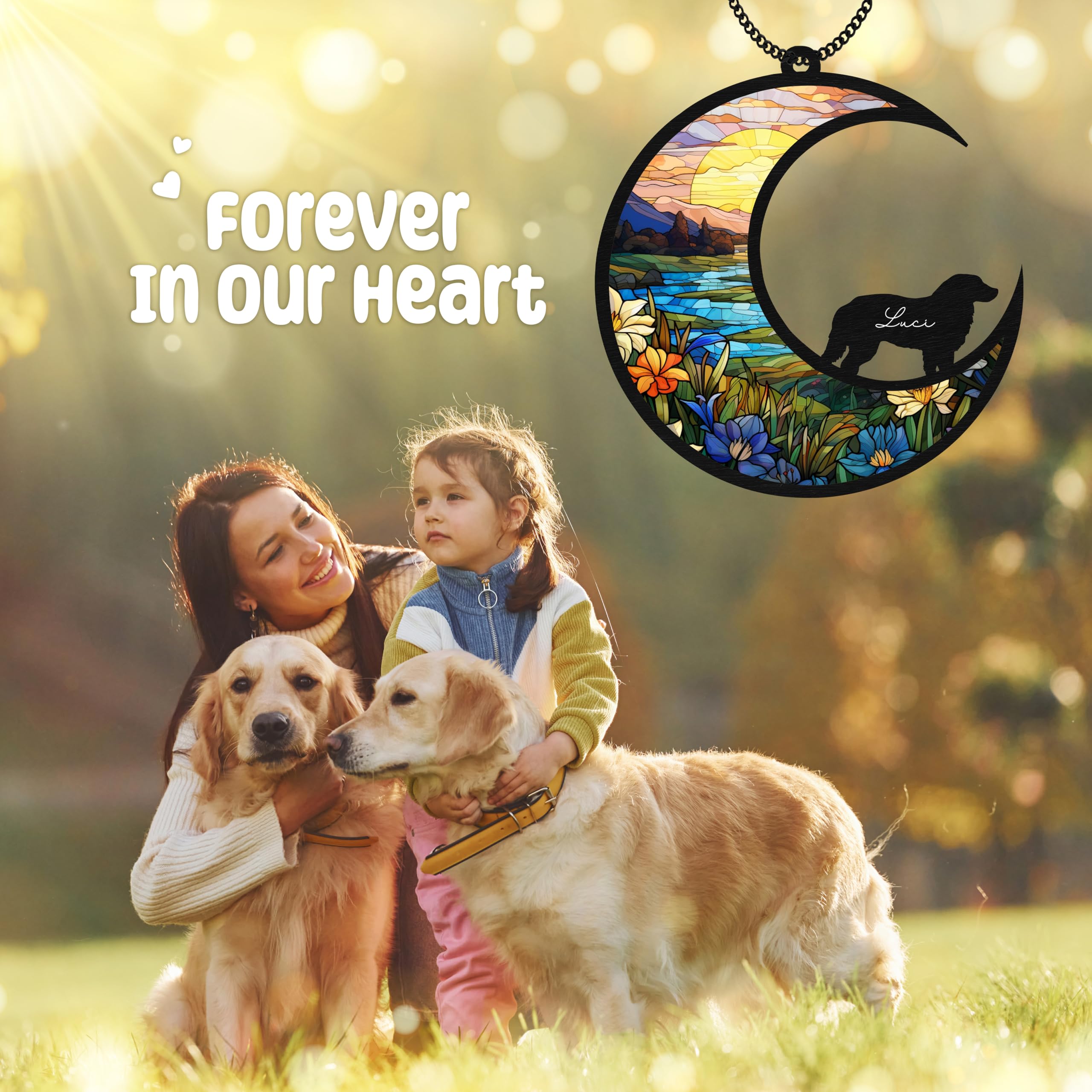 6'' Great Pyrenees Dog Memorial Suncatcher Personalized Name Dog Breed Pet Ornament Window Car Hanging Sympathy Gift For Loss Of