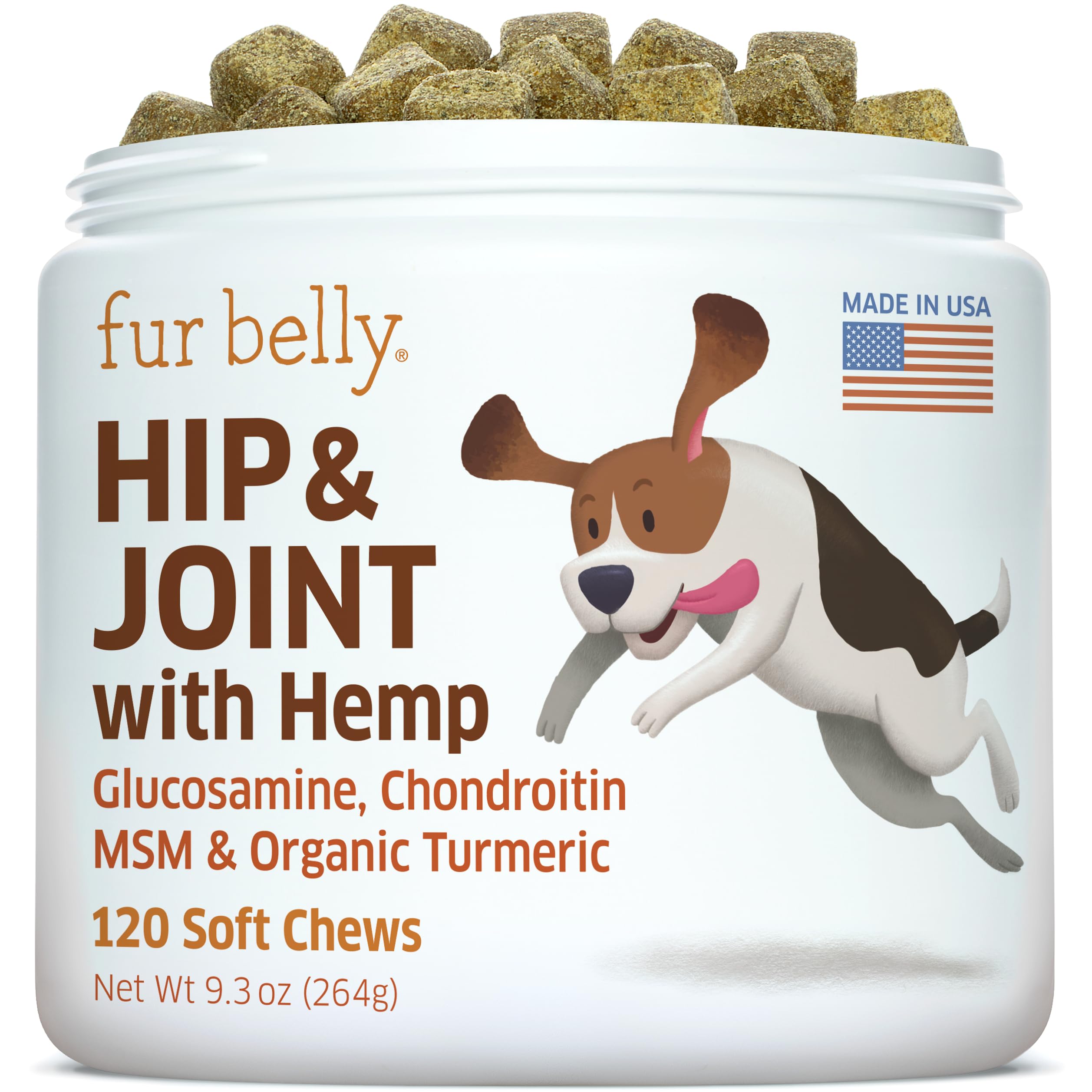 Hemp Hip and Joint Supplement for Dogs - Glucosamine for Dogs - Glucosamine Chondroitin for Dogs with MSM, Hemp, Turmeric & Omeg