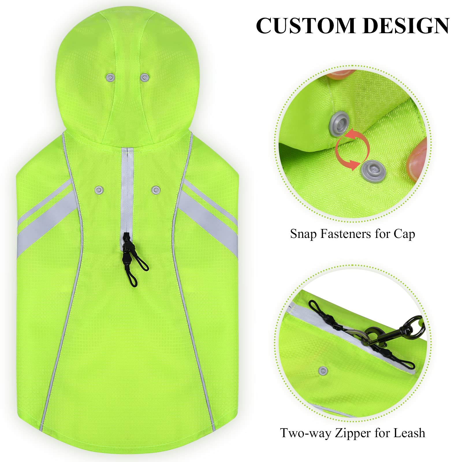 Vivaglory Dog Raincoat For Small Dogs, Easy On & Off Pet Rain Clothes With Storage Bag, Reflective Lightweight Breathable Dogs Safety Vest Jackets For Adventures, Walking, Hunting, Bright Yellow