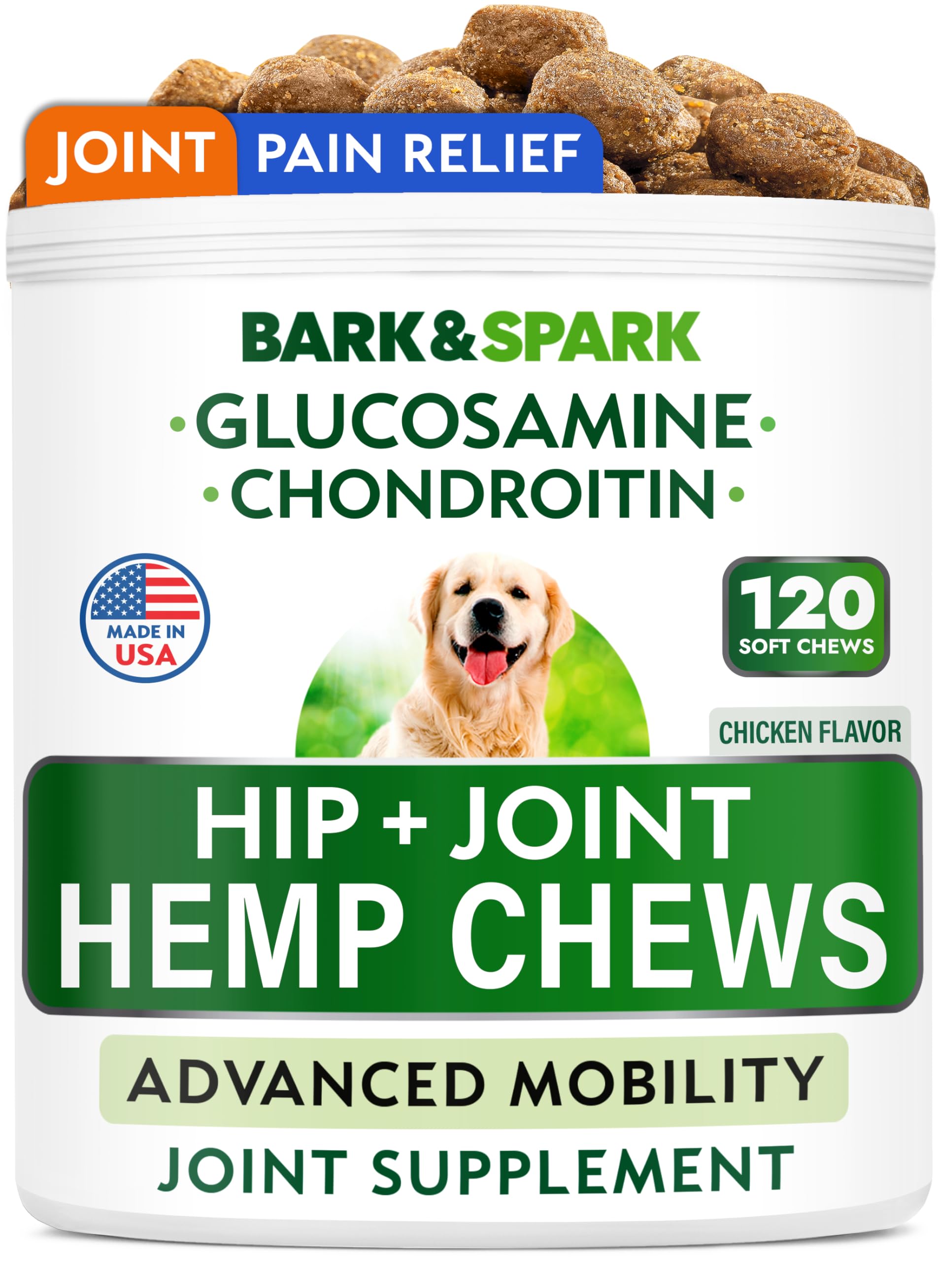 Hemp Hip & Joint Supplement for Dogs - Glucosamine for Dogs - Dog Joint Pain Relief Treats - Chondroitin, MSM - Mobility & Flexi