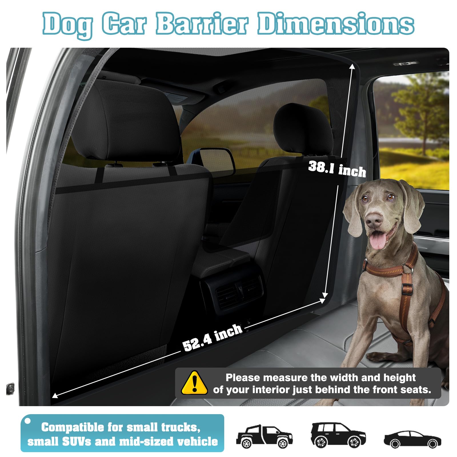 Mixsuper Dog Car Barrier, 52.4' Wide, Car Divider For Midsized Pickup, Midsized Suv And Car, One-Piece Escape-Proof Back Seat M