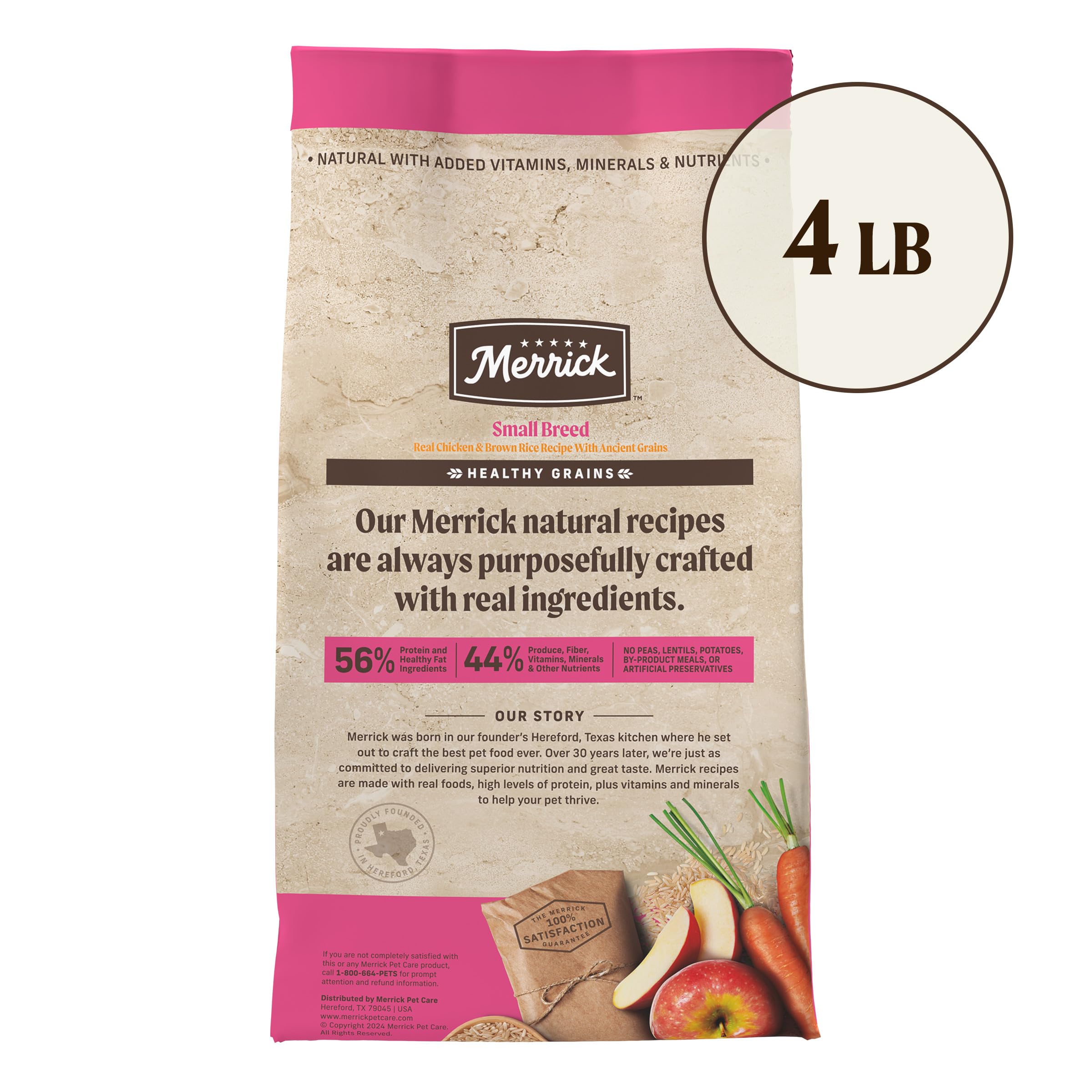 Merrick Healthy Grains Premium Dry Dog Food For Small Dogs, Wholesome and Natural Kibble, Small Breed Recipe - 4.0 lb. Bag