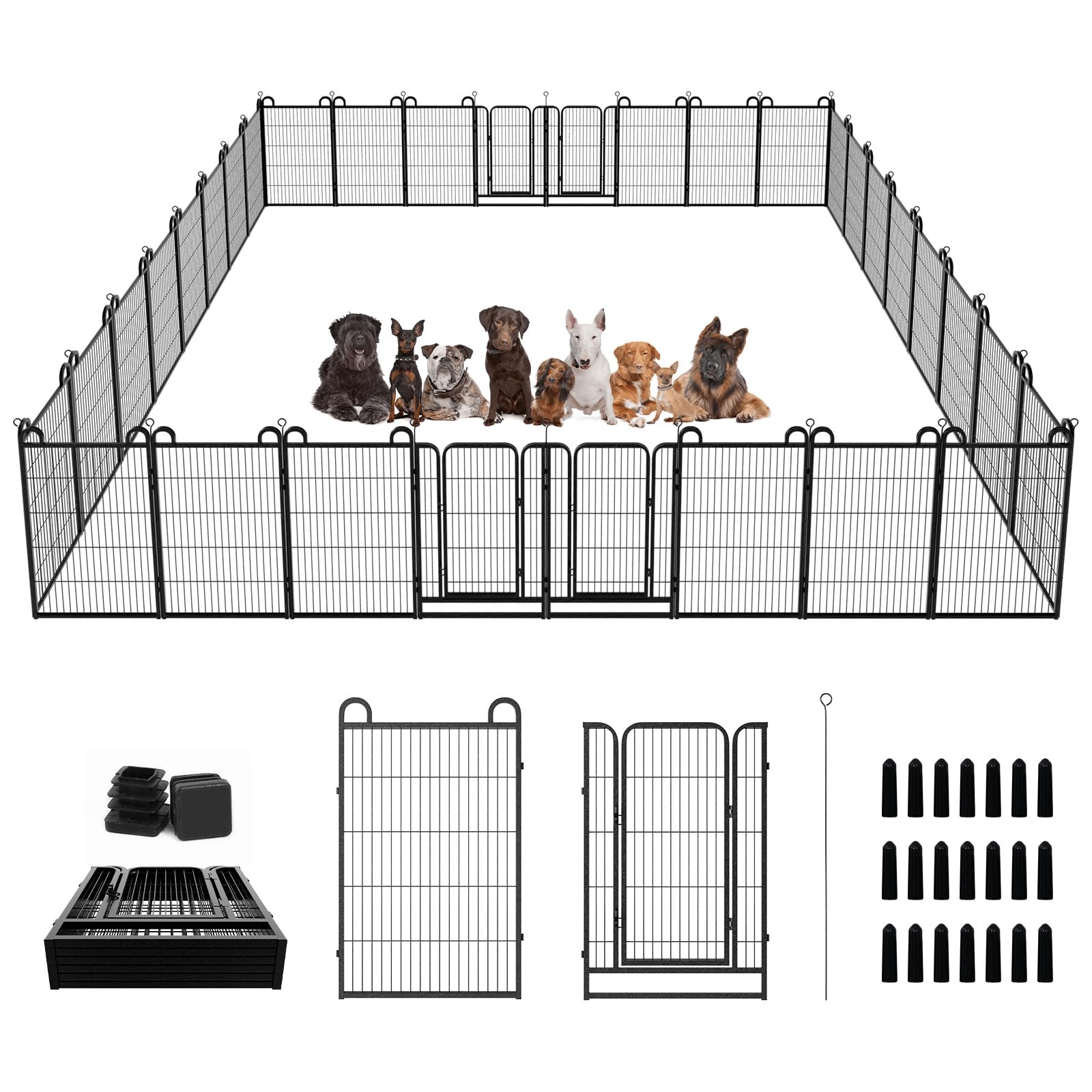 Dog Playpen Outdoor 32 Panels Heavy Duty Dog Fence 40'' Height Anti-Rust With Doors Portable For Rv Camping Yard, Total 72Ft, 41