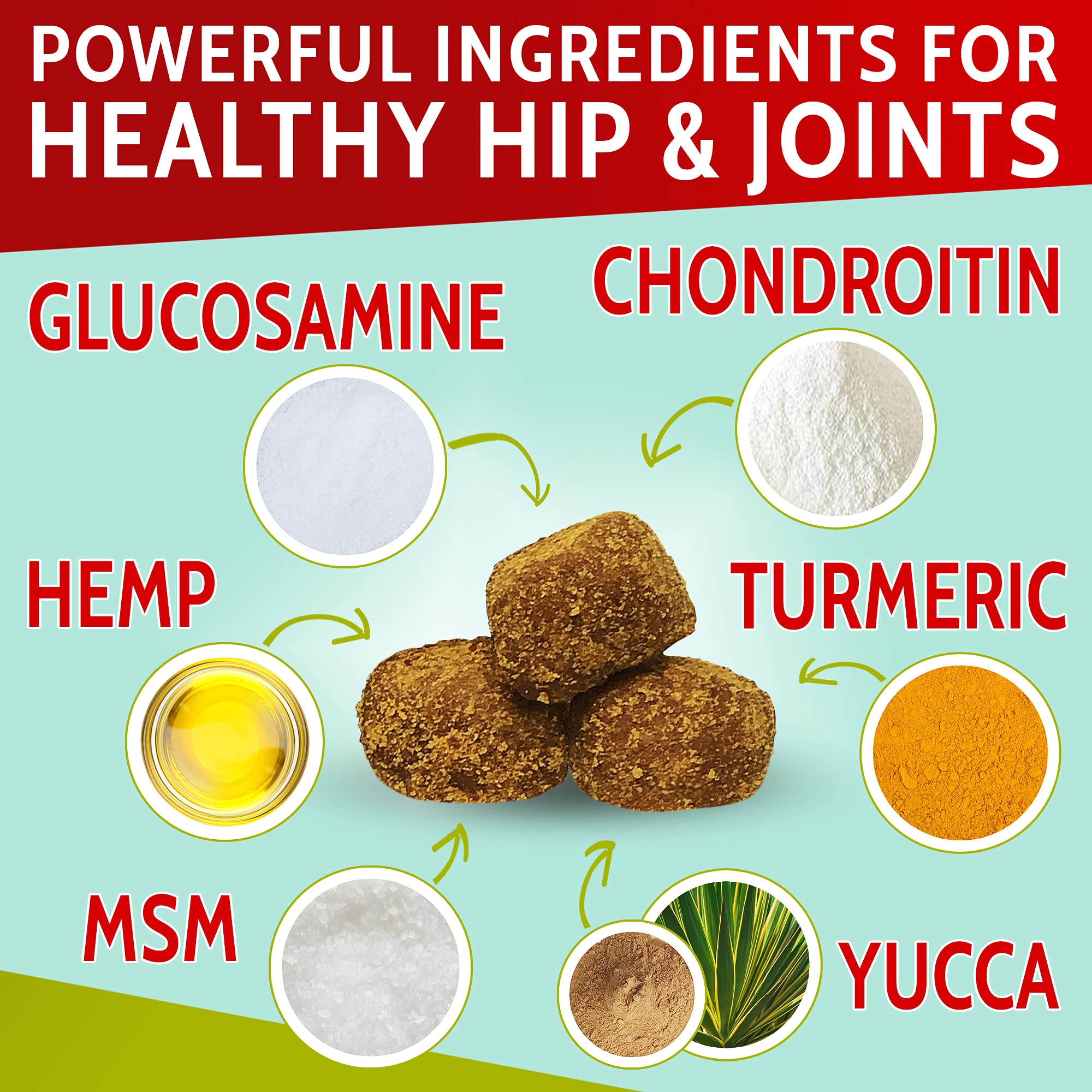 PawfectChew Hemp & Glucosamine Dog Treats - 120 Soft Chews, Natural Pain Relief, Made in USA, All Breeds, Green
