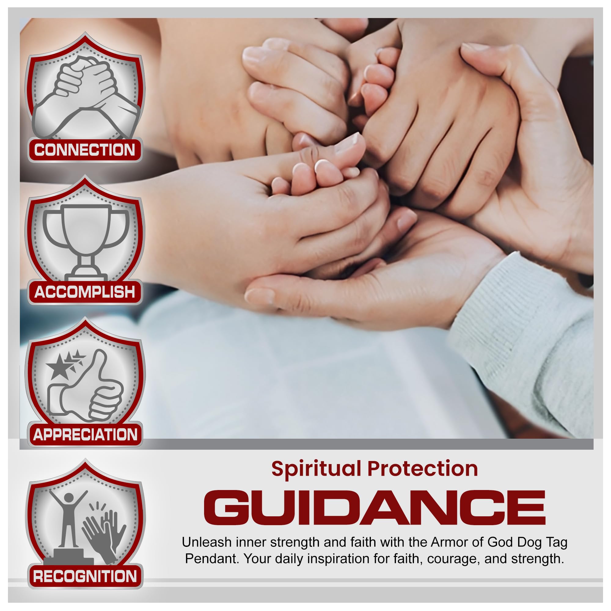 Armor Coin & Emblem - Armor Of God Dog Tag Pendant With Thick Ball Chain Military Style Necklace