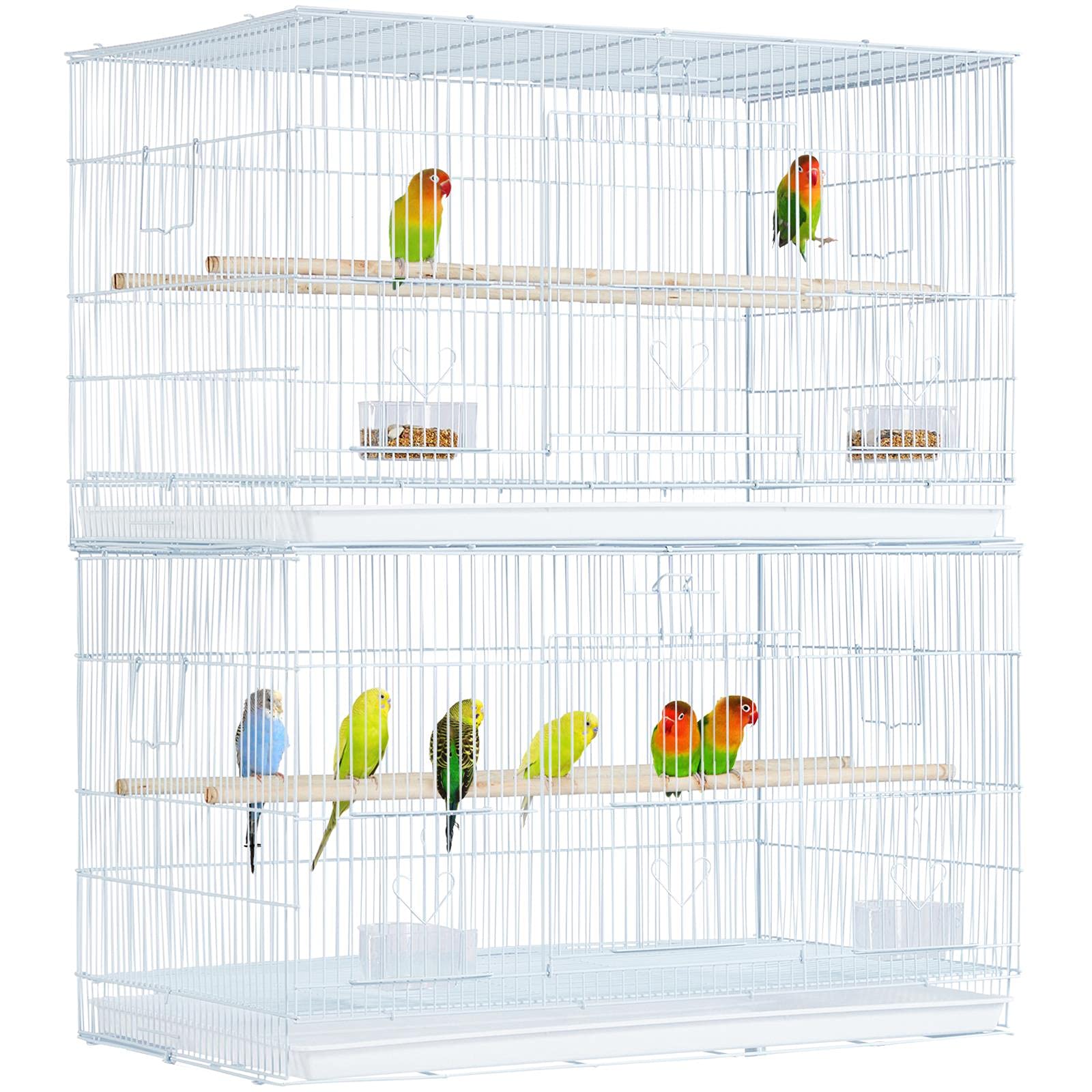 Yaheetech 30-inch 2 Pack Stackable Flight Bird Cages for Parakeets Cockatiels Conures Finches Budgies Lovebirds Canaries Small B
