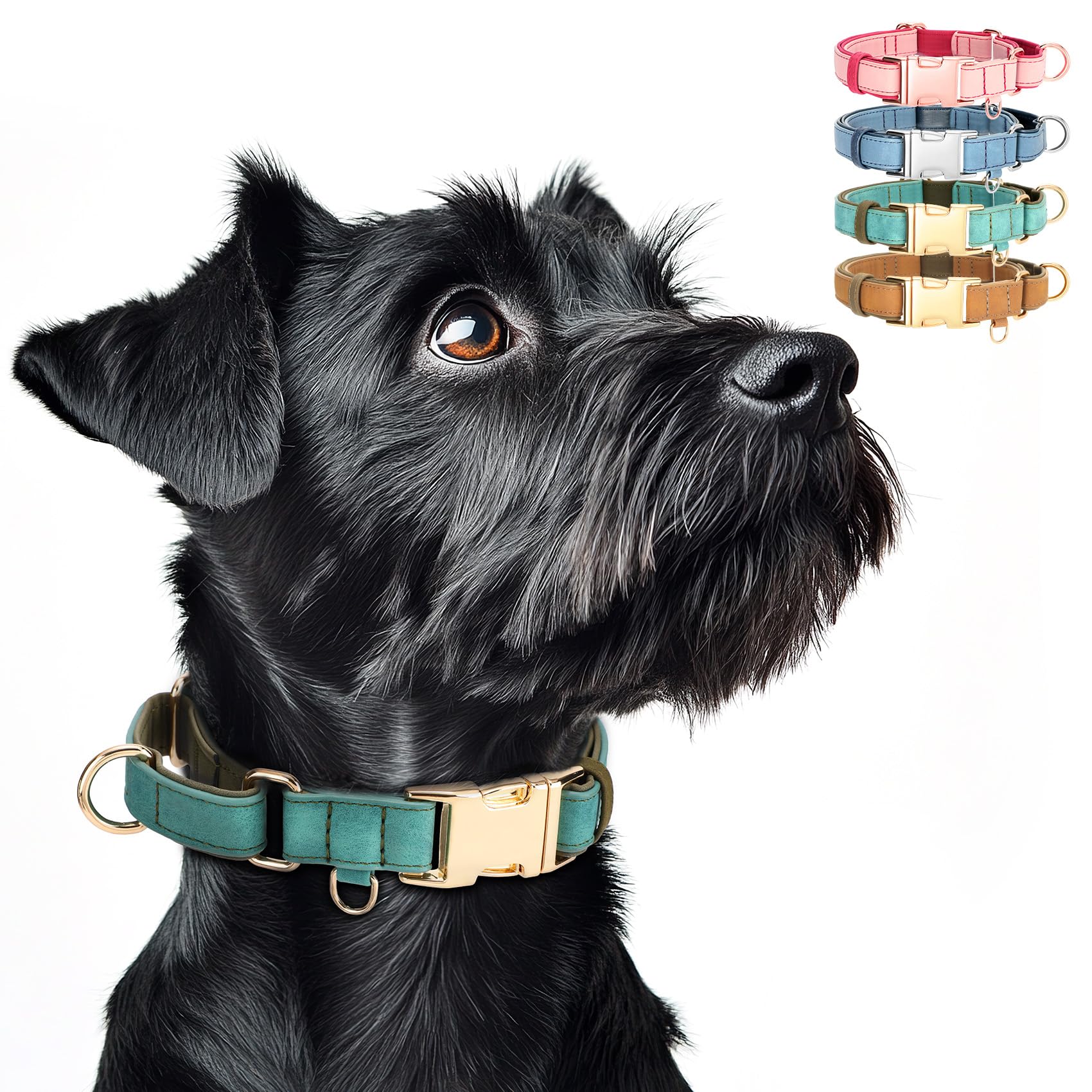 Whippy Vegan Leather Dog Collar No Slip Martingale Dog Collar With Quick Release Metal Buckle For Large Medium Small Dogs,Green