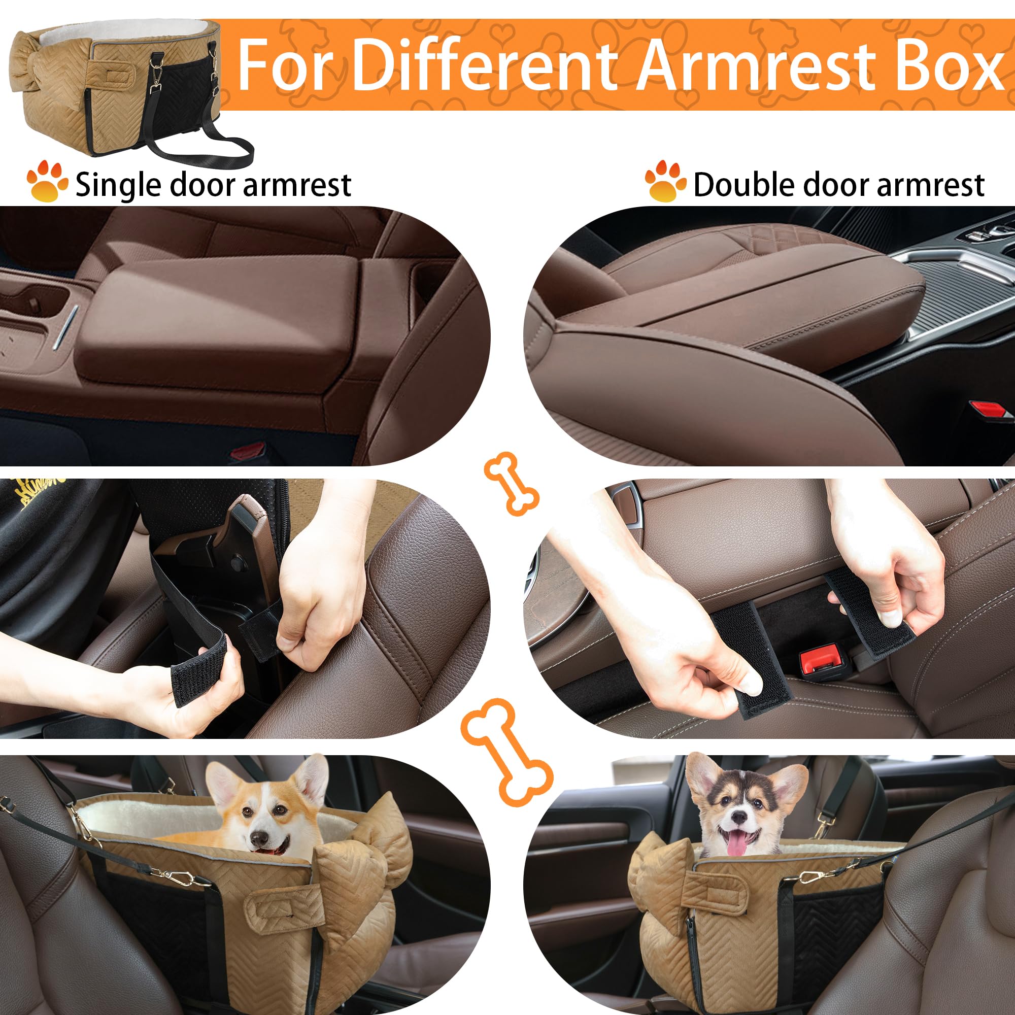 Dog Car Seat for Small Dogs Adjustable Portable Center Console Dog Car Seat Removable Cat Booster Cars Seats - Safety Belt with