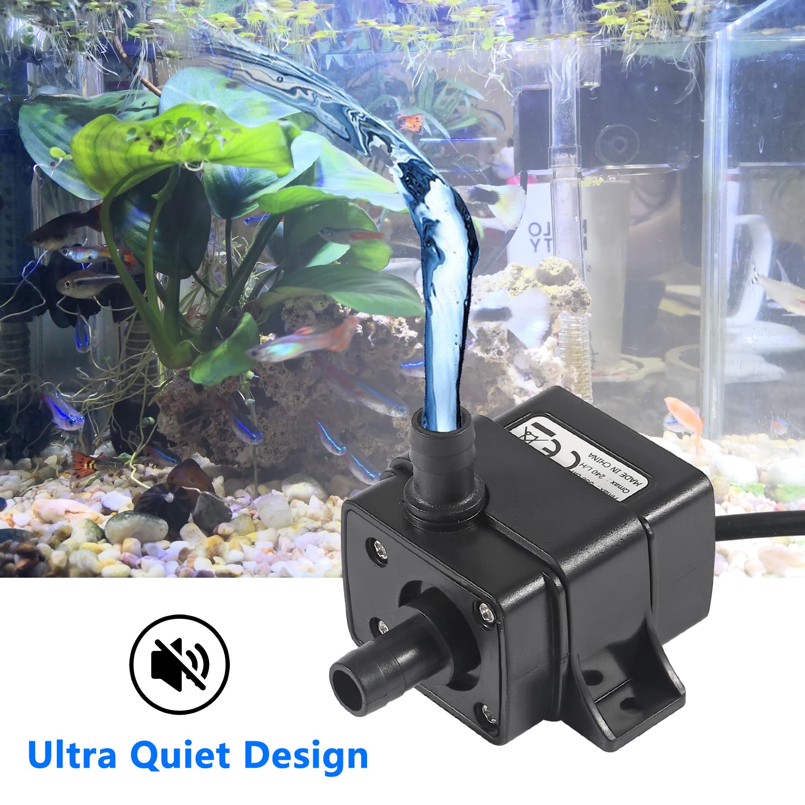 2PCS 12V DC Brushless Submersible Water Pump Small 240L/H Ultra Quiet Water Pump for Aquarium Fish Tank Fountain (12V 5W 240L/H)