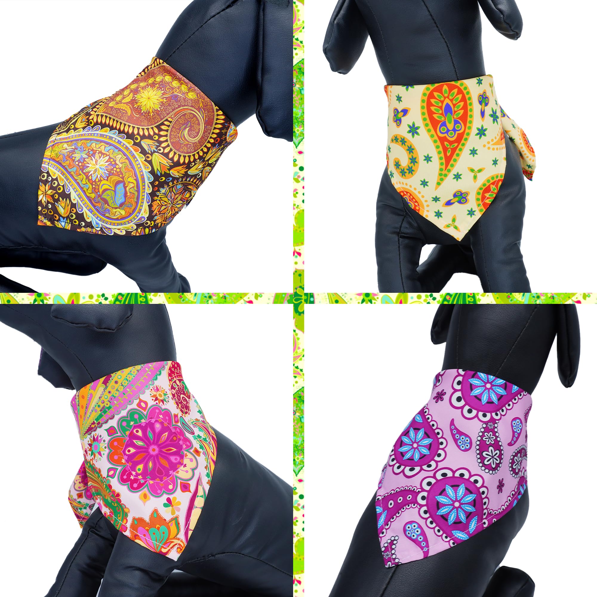 Jpgdn 100Pcs Dog Bandanas Paisley Bulk For Small Medium Breed Kerchief Triangle Bibs Scarves Pink Blue Yellow Red Girl Boy Groom