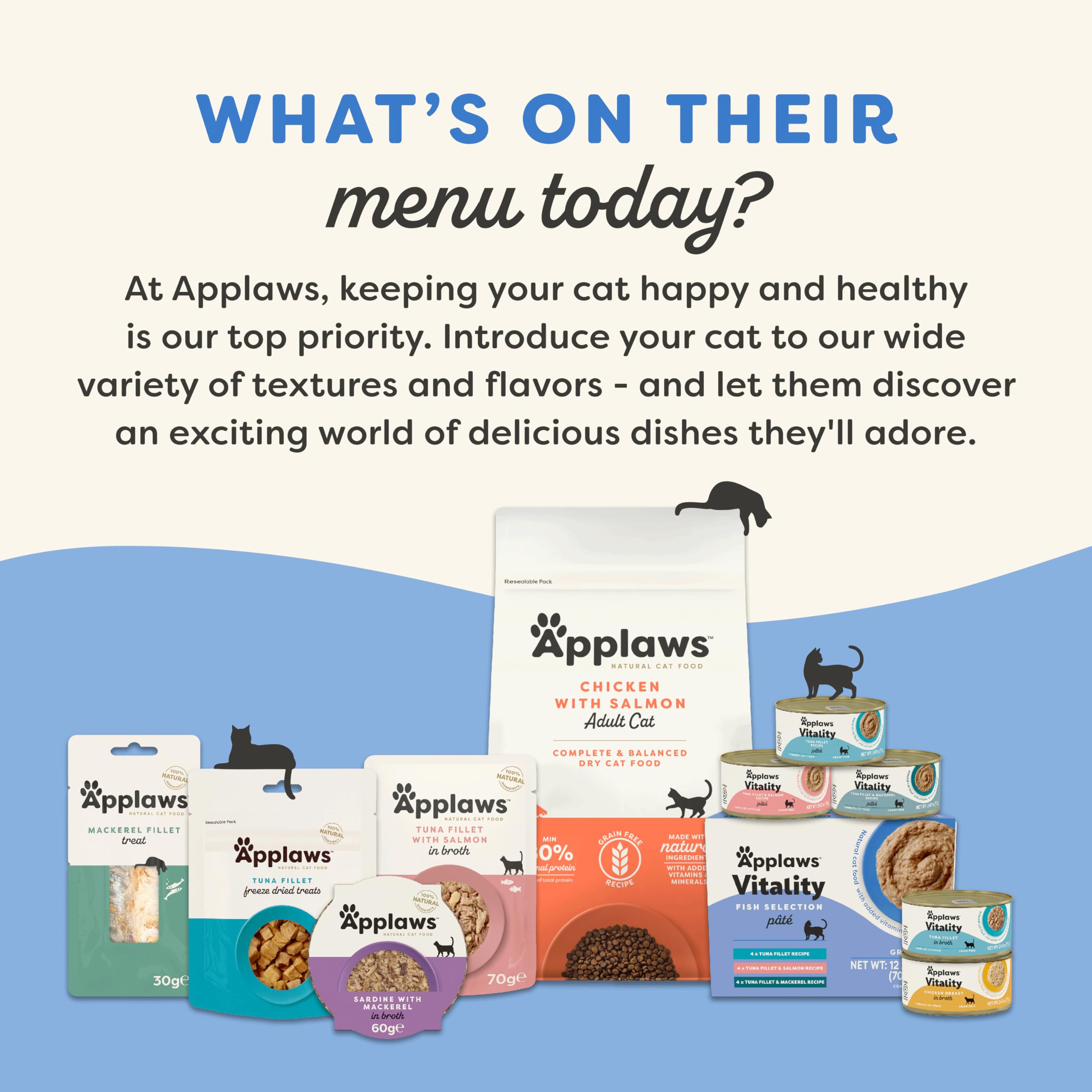 Applaws Vitality Wet Cat Food Pat  , Natural Cat Food with Added Vitamins & Minerals, Grain-Free, Carrageenan Free, Fish Variety
