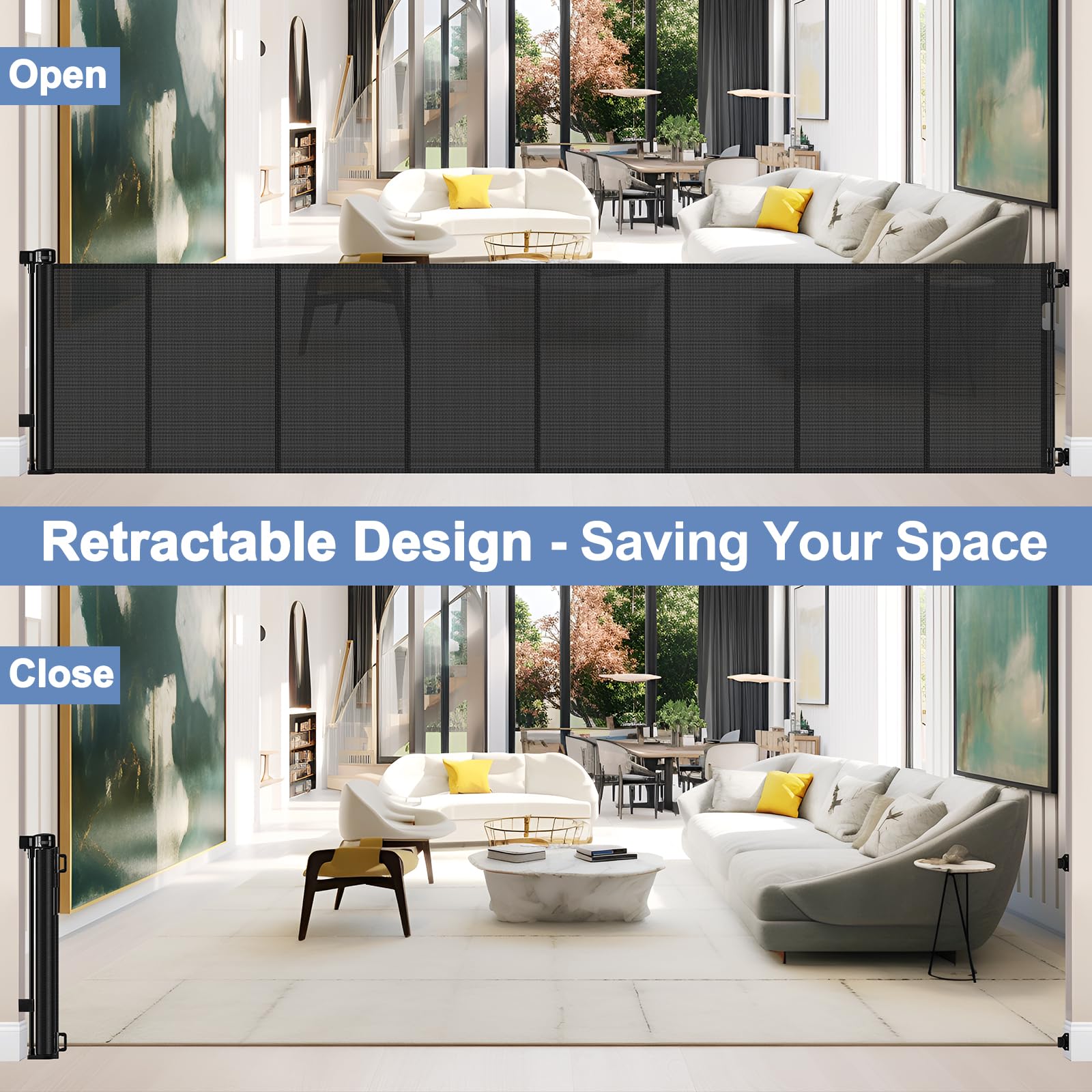 Reinforced 90 Inch Retractable Baby Gates Extra Wide Baby Gate With Reinforced Strips Retractable Dog Gate For The House Extra Wide Outdoor Retractable Gate Extra Long Baby Gate For Large Openings