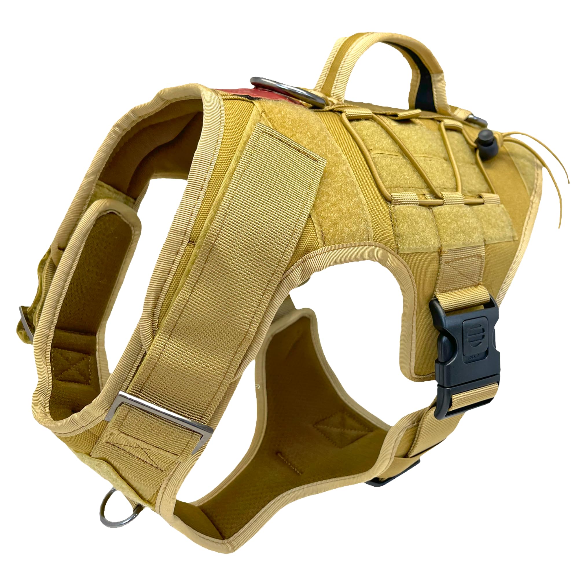 Albcorp Tactical Dog Harness - Heavy Duty, No-Pull Training Vest For Large Breeds, Military Service Dog Vest With Front Leash Clip, Hook & Loop Panels, Padded Handle – Coyote Brown, Medium