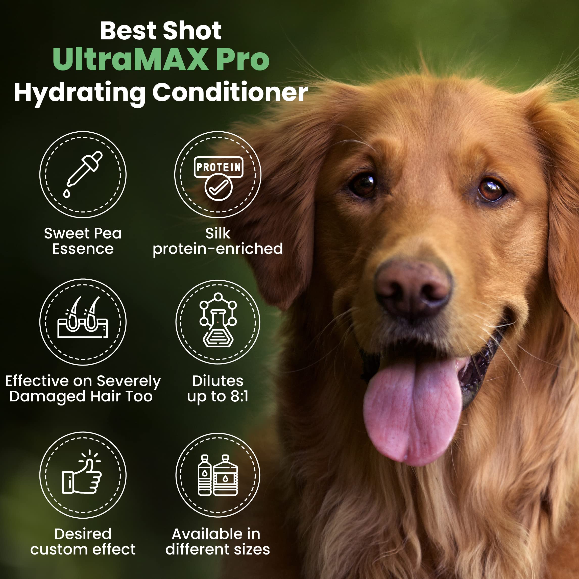 Best Shot Ultramax Pro Conditioner, Detangling, And Hydrating Conditioner, Coat Release Technology, Sweet Pea Essence, 17 Oz.