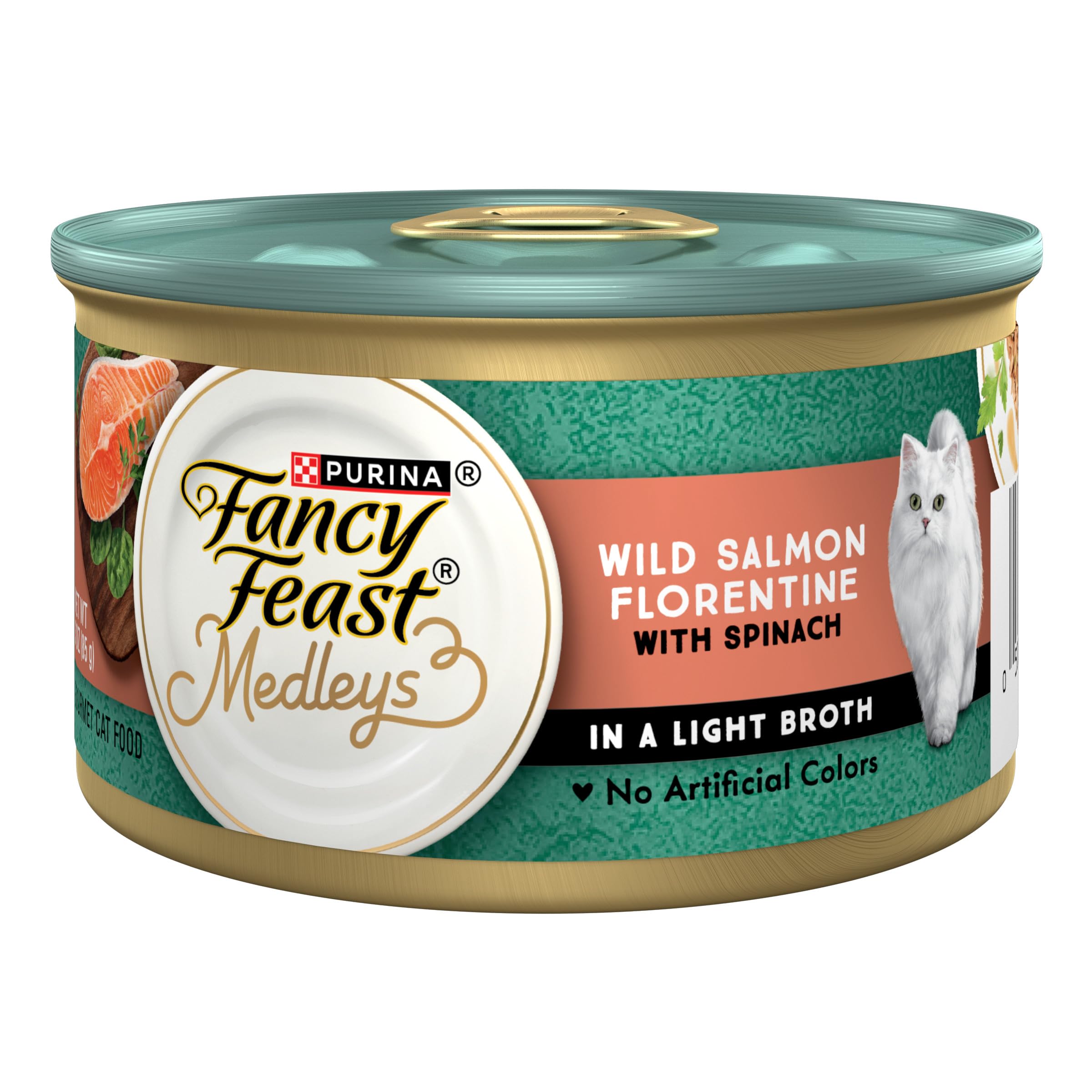 Fancy Feast Wet Cat Food Medleys, Wild Salmon Florentine, 3 oz Cans, Pack of 24