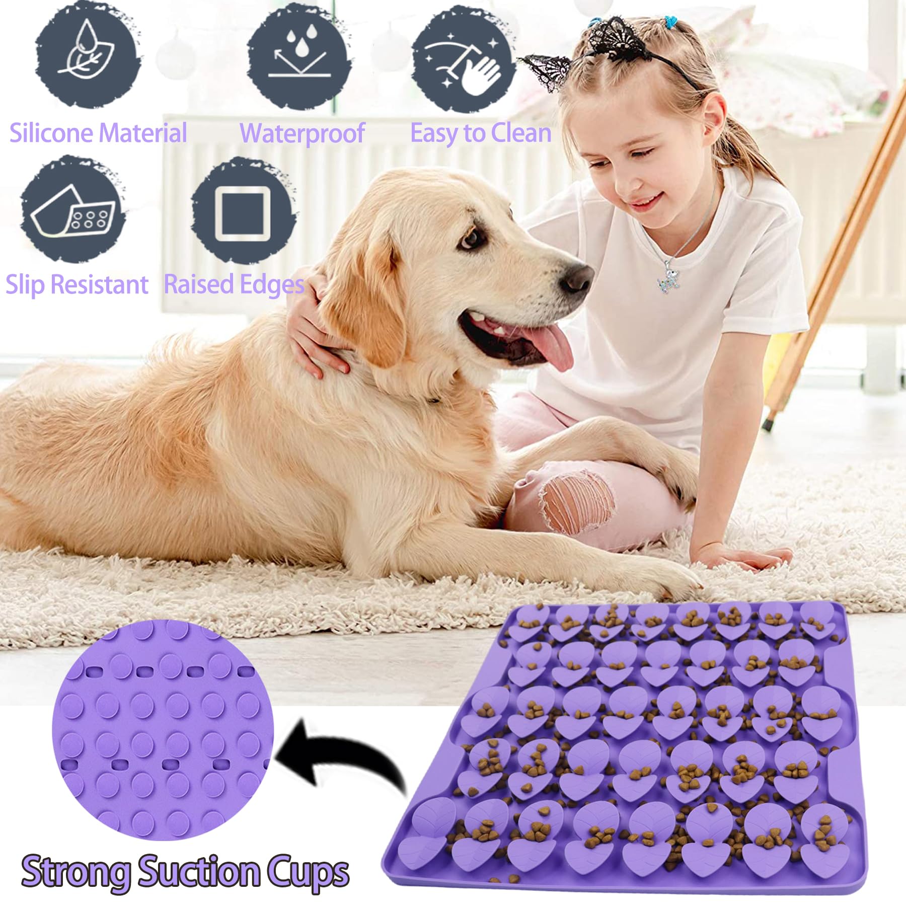 Femont Snuffle Mat for Large Dogs,Silicone Slow Feeder Lick Mat for Slow Down Feeding,Encourages Natural Foraging Skill,Relievin