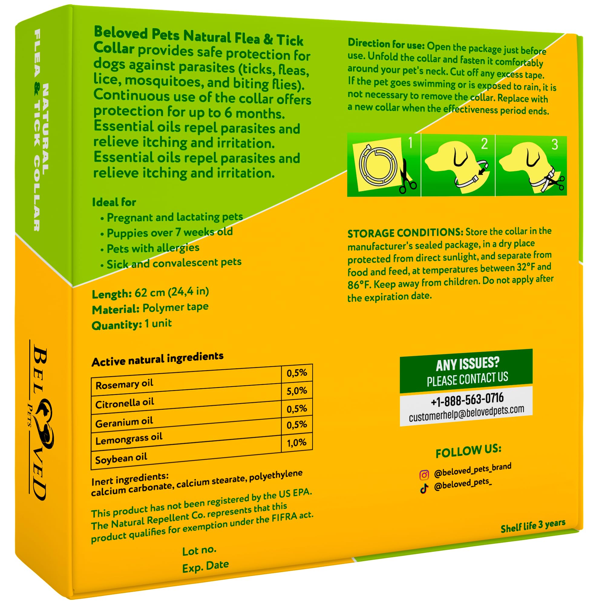 Natural Flea & Tick Collar For Dogs - 6 Months Control Of Best Prevention & Safe Treatment - Anti Fleas And Ticks Essential Oil