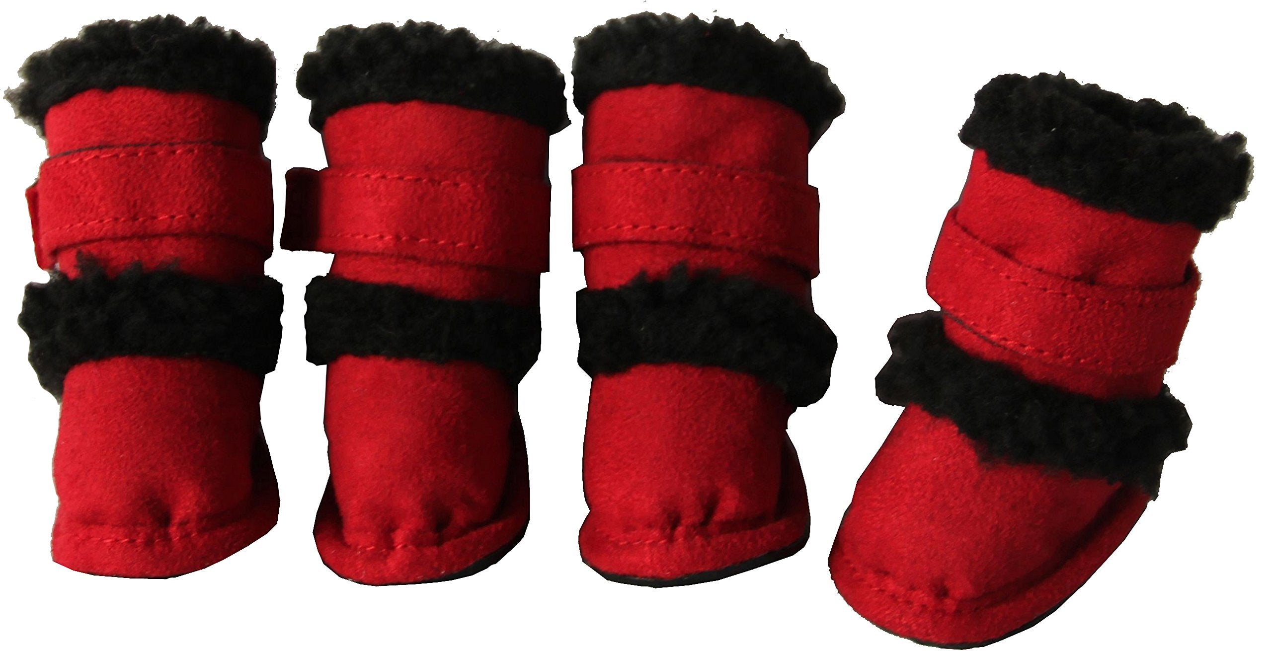 Pet Life Doggz Shearling Dog Boots XSmall Red