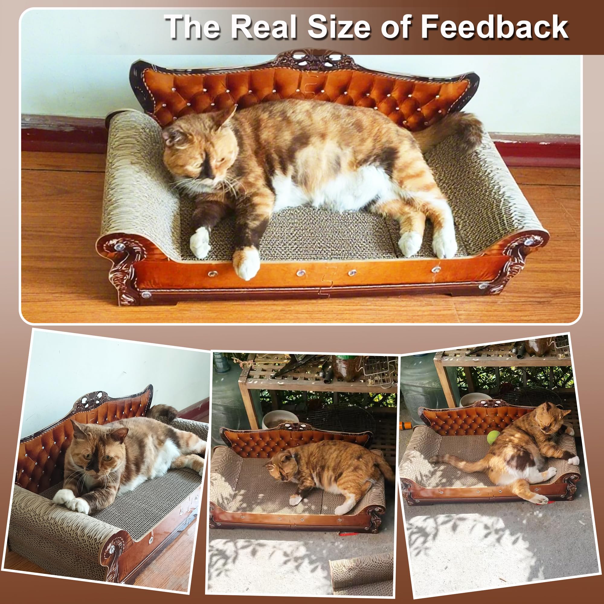 Coozment Sofa-Shaped Cat Scratching Couch & Lounge Bed - Thick Cardboard Cat Scratcher Pad (27.6'' L X 12.4'' W X 11.8'' H)