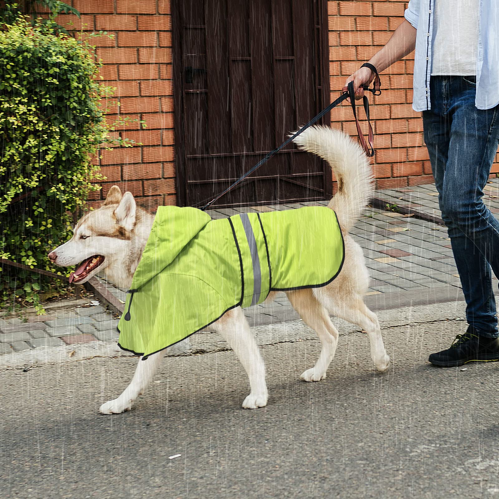 Domagiker Reflective Dog Raincoats - Waterproof Lightweight Dog Raincoat Rain Poncho, Adjustable Dog Raincoats Jacket For Night