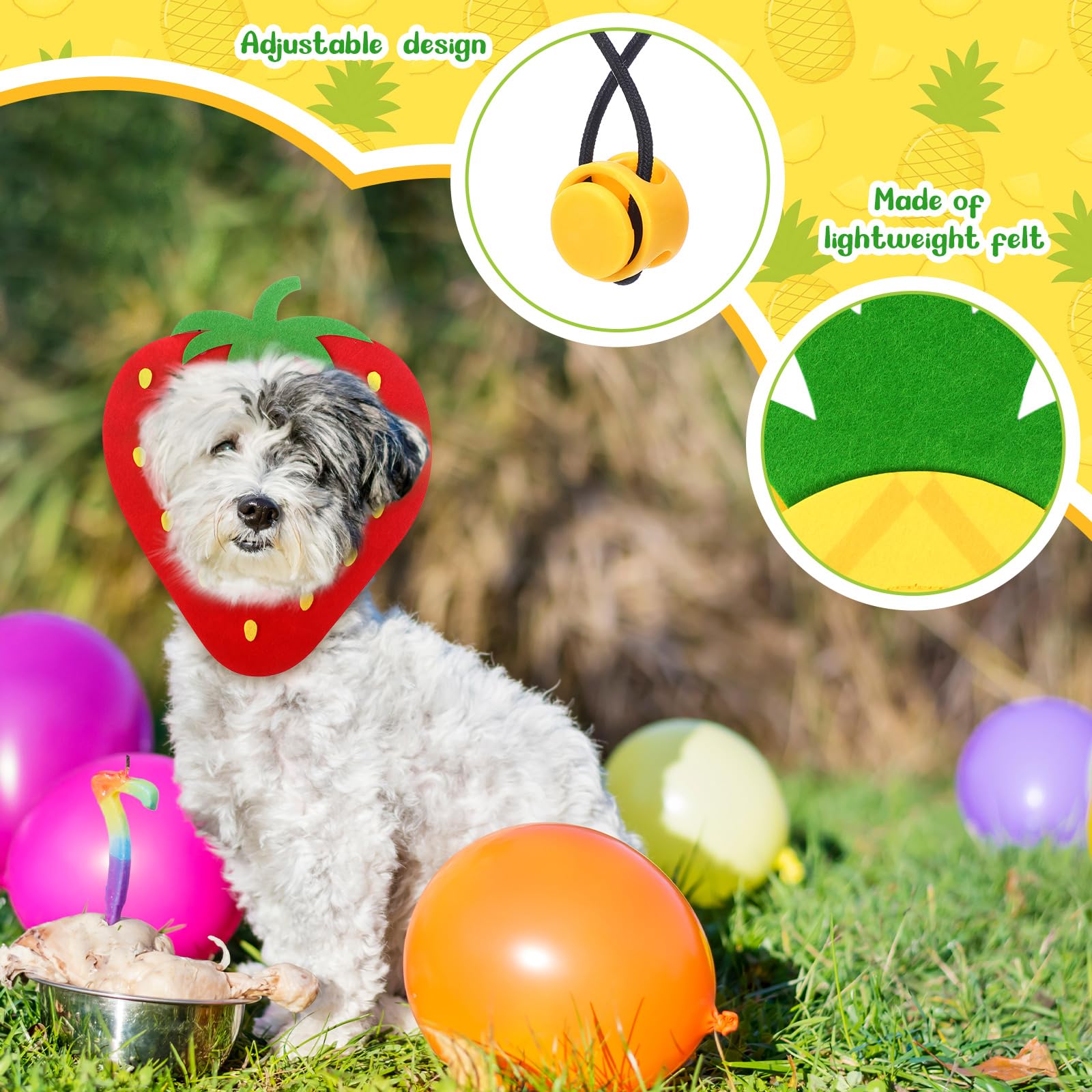 Huhumy 5 Pcs Halloween Cute Dog Adorable Costume Dog Photo Booth Props Adjustable Pet Fruit Shaped Hat Headgear Mane Outfit with