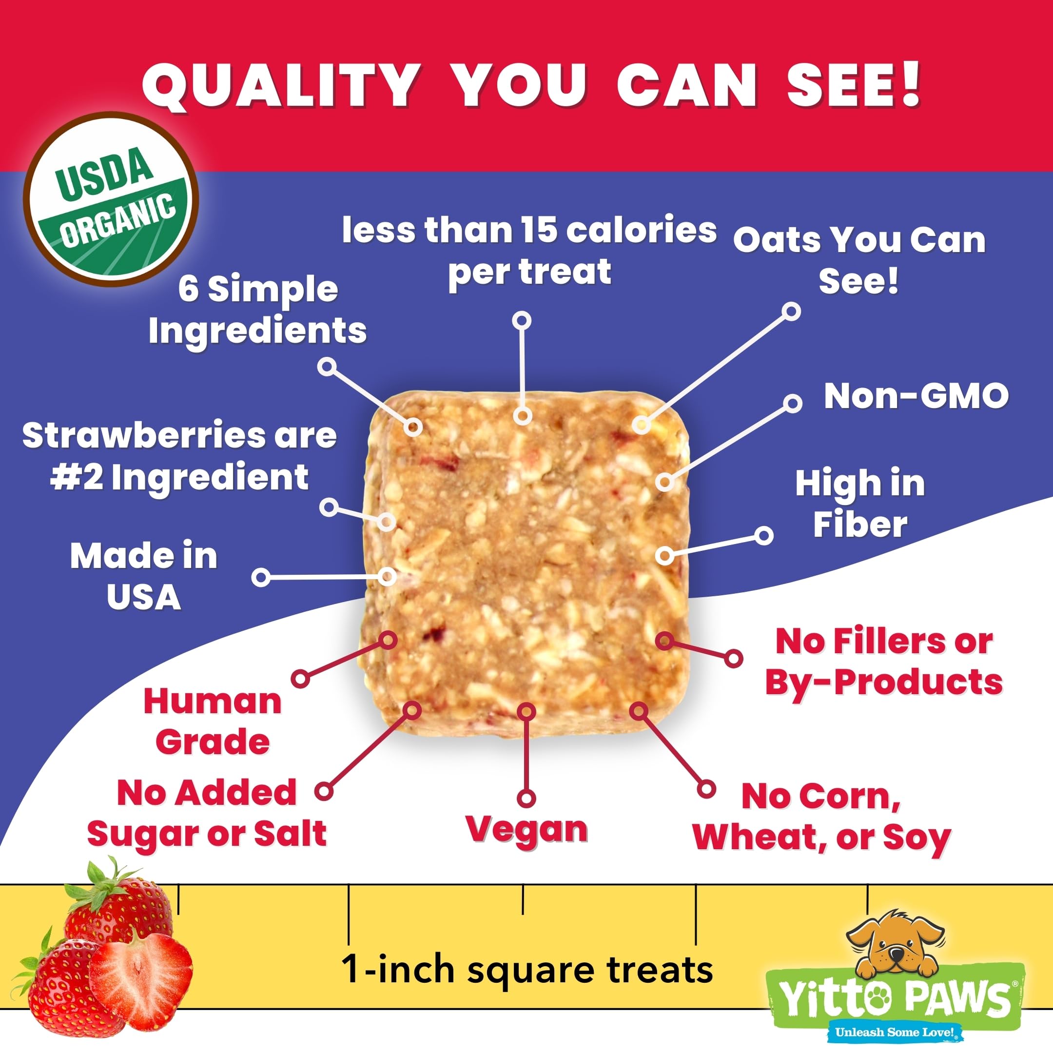 Crunchy Organic Peanut Butter Dog Treats - Fruit & Oats Healthy Dog Biscuits, Vegan All Natural Training Treats Made in USA - Lo
