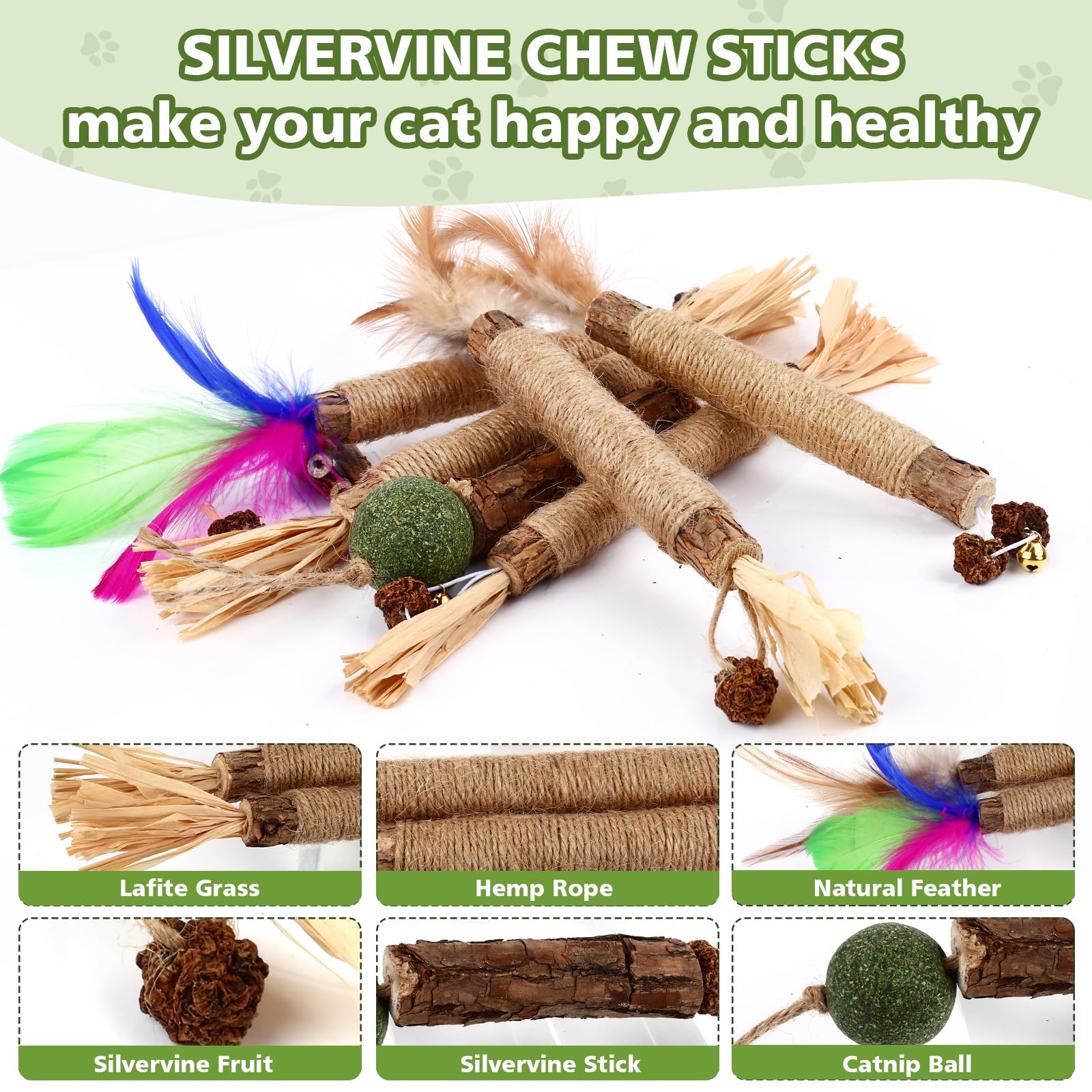 Wousedo 27 Pack Catnip Chew Toys For Cats,Cotton Sisal Rope Toys,Cat Natural Silvervine Sticks,For Cat Teeth Cleaning And Dental