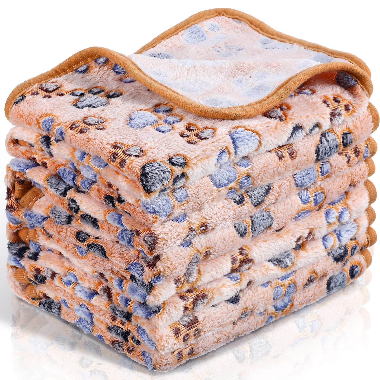 Tatuo 4 Pcs Dog Blanket For Pet Puppy Teething Toys Paw Print Fleece Blanket For Pet Cat Soft Warm Sleep Mat Guinea Pig Cage Mat