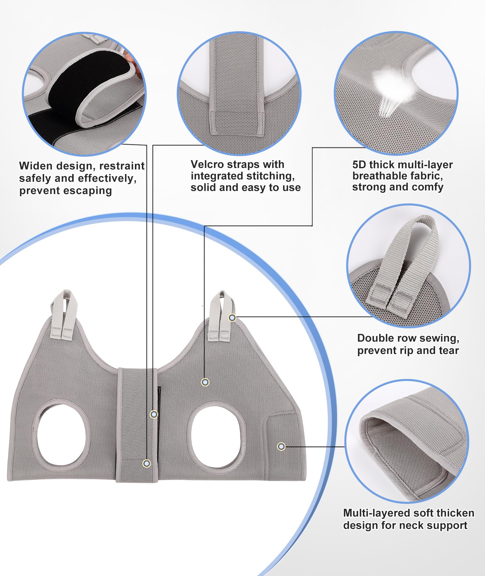 Kkiimatt Dog Grooming Hammock Hanging Harness For Nail Trimming,X-Large Dog Grooming Sling With Thick Neck Support,Gray Dog Hold