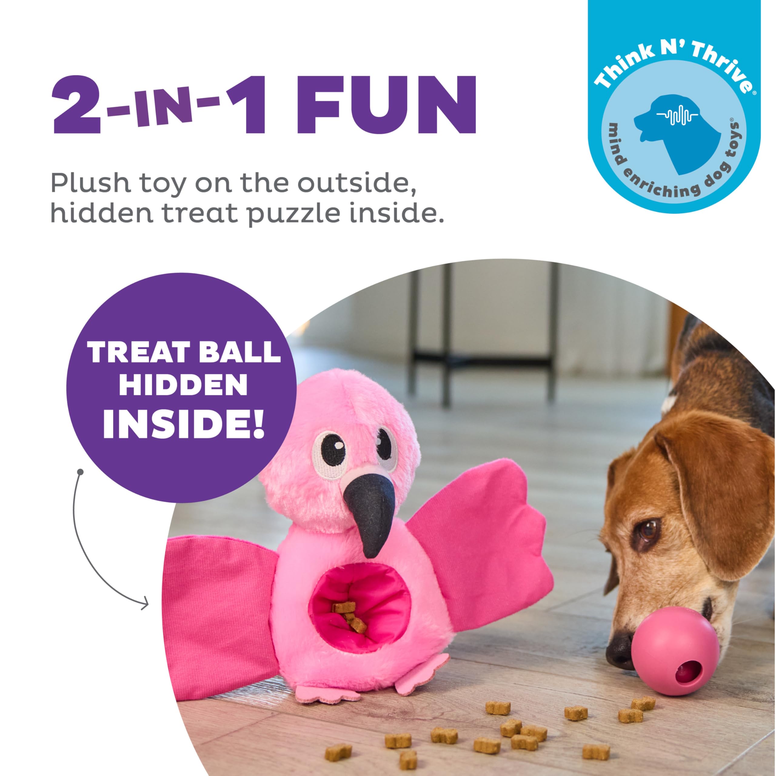 Outward Hound By Nina Ottosson Hide-Ablez Plush Dog Puzzle With Treat Ball, Flamingo, Pink