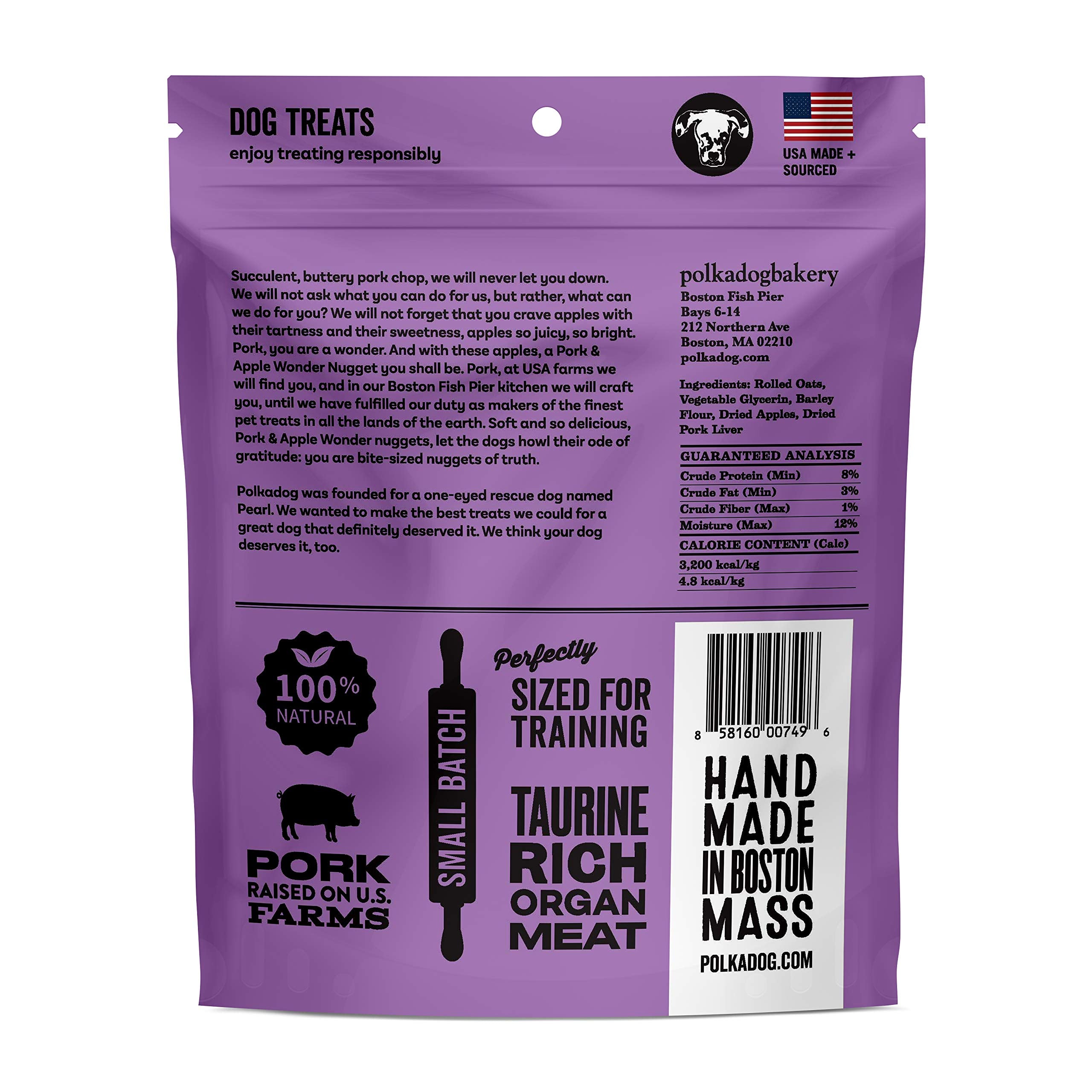 Polkadog Pork & Apple Wonder Nuggets Dog Treats - All-Natural Pet Training Treats for Dogs - Healthy, Handmade Puppy Snacks - Bi