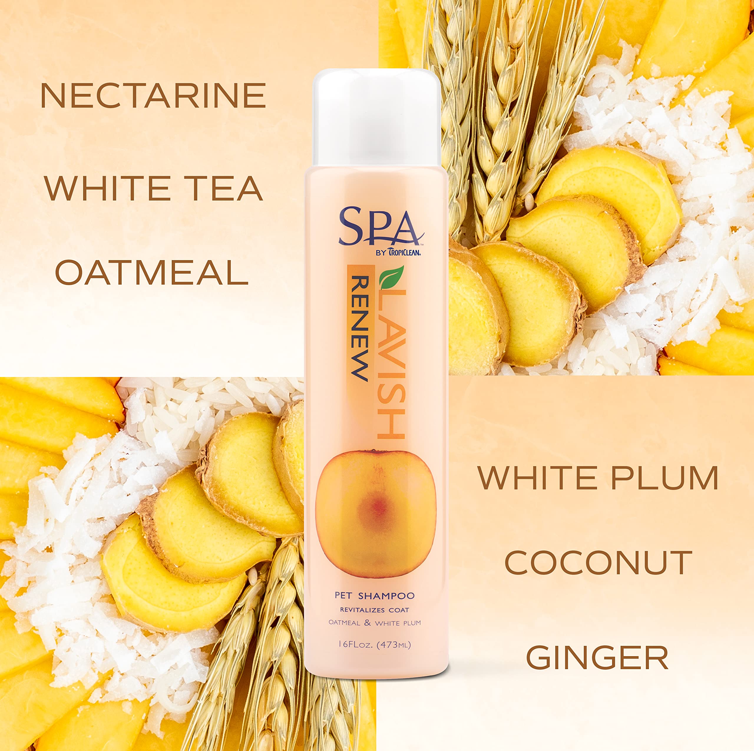 Tropiclean Spa Lavish Dog Shampoo | Renew Deodorizing Dog Shampoo | Naturally Derived Salon Grade Ingredients | Made In The Usa