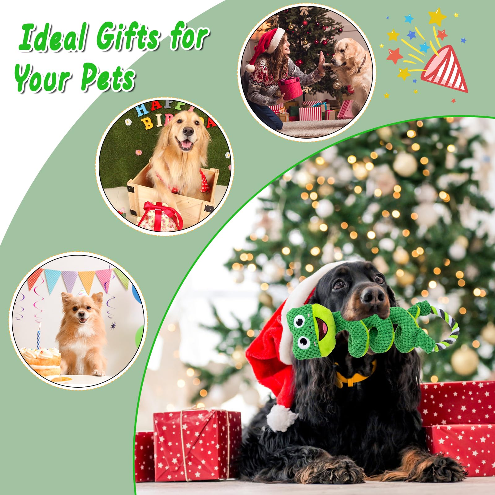 Viwik Interactive Dog Squeaky Toys, Plush Dog Chew Toys For Large Medium Small Smart Breed, Puppy Toys For Boredom And Stimulati