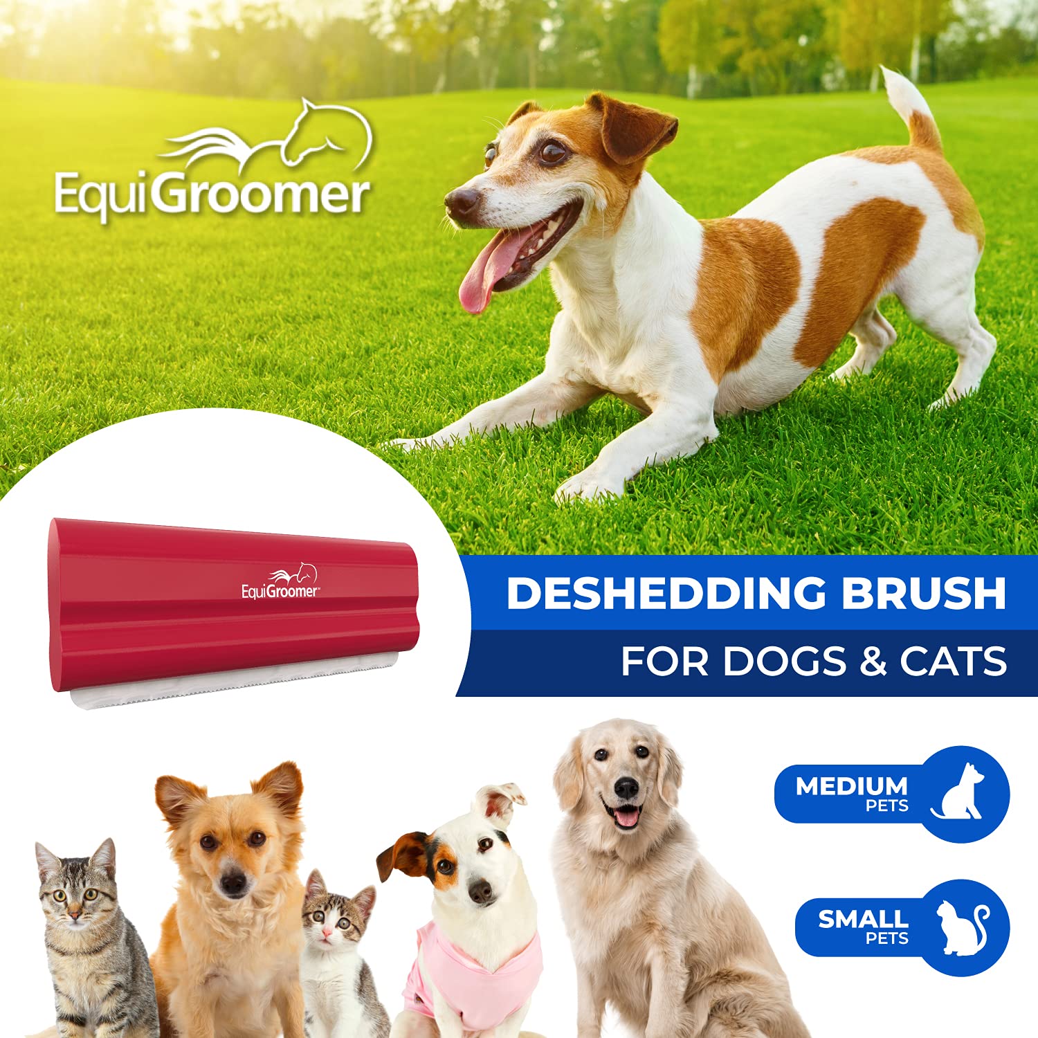 Easygroomer Deshedding Brush For Dogs Cats | Red | Undercoat Tool For Large And Small Pets | Comb Removes Loose Dirt, Hair And F