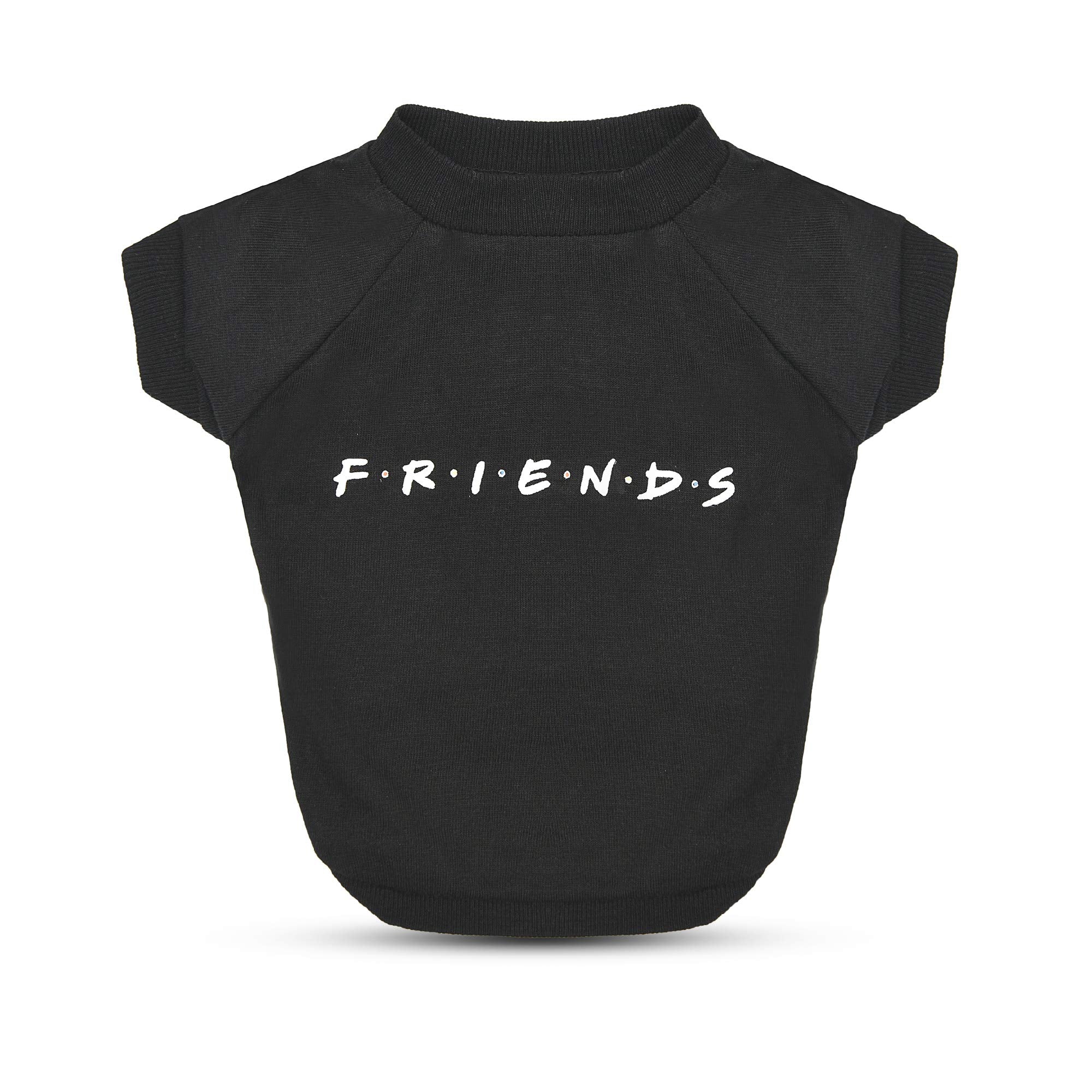 Friends the TV Show Iconic Logo Dog T Shirt in Black  Soft Dog Shirt, Machine Washable Pull-Over Dog Tshirt, Light Weight and Se