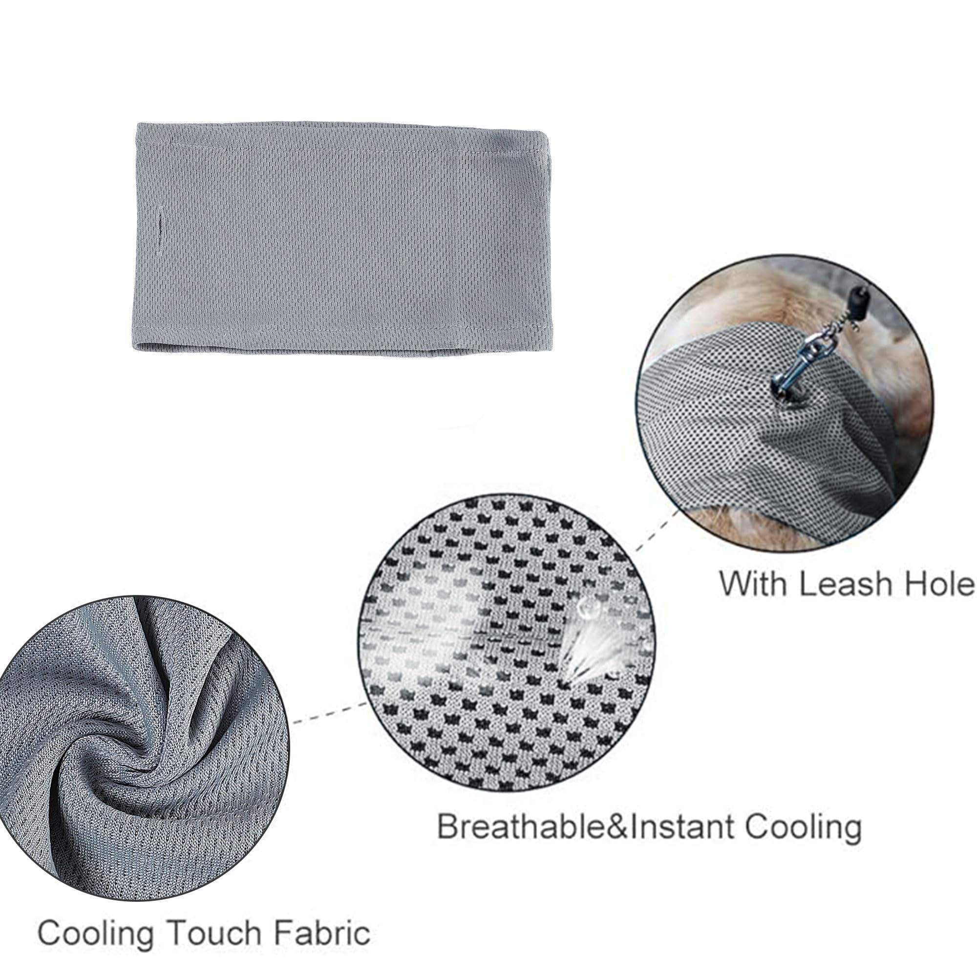 Nacoco 2 Pcs Dog Instant Cooling Scarf Summer Pet Bandana Cats Collar Ice Towels For Bulldog (Gray, L)