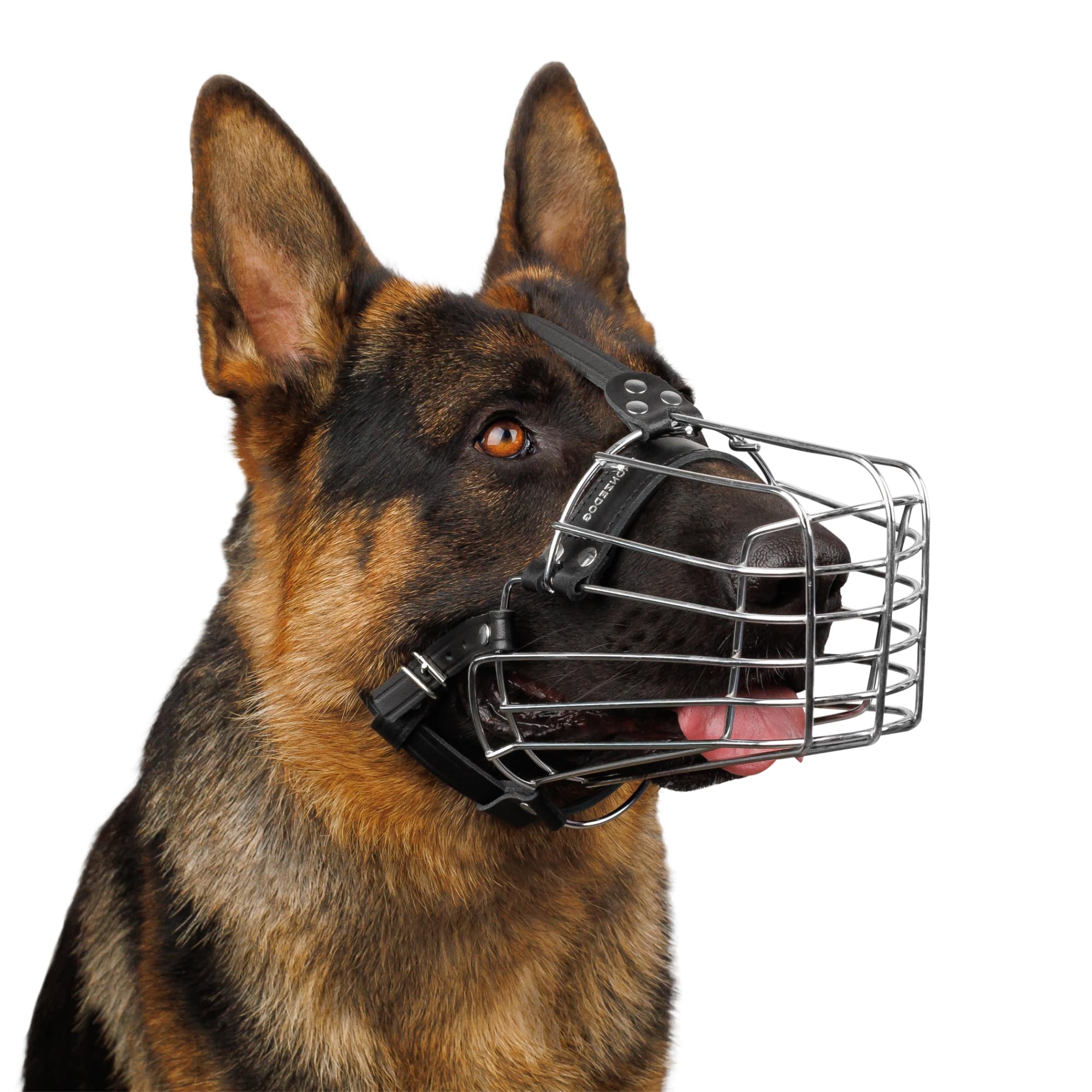 BRONZEDOG Wire Dog Muzzle German Shepherd for Medium Large Dogs Adjustable Durable Metal Basket for Biting Chewing Barking (XL)