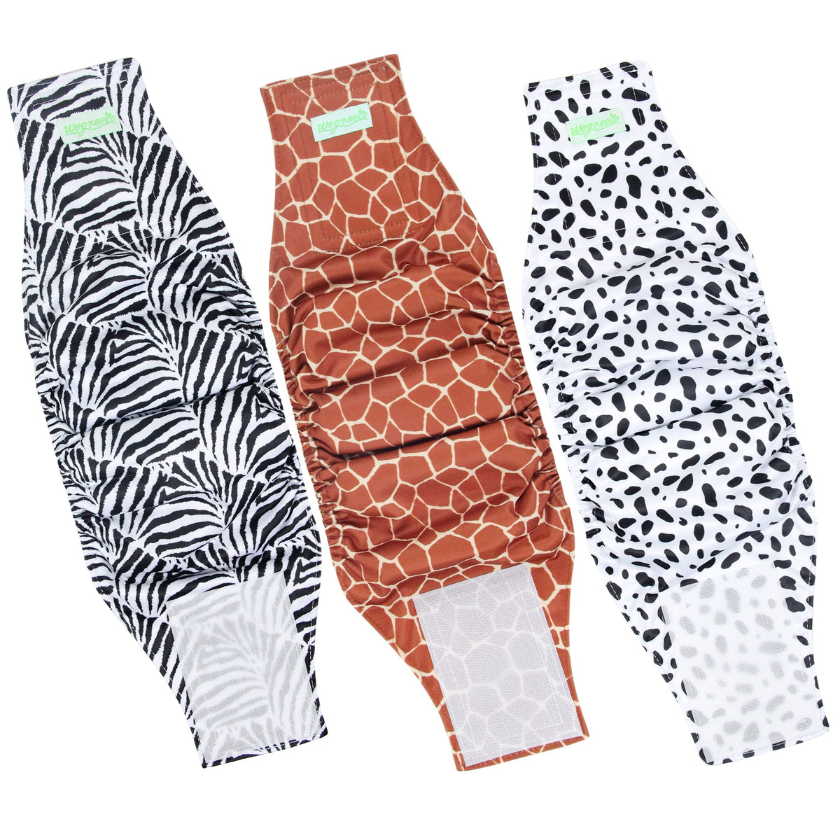 Wegreeco Washable Male Dog Belly Band (Stylish Pattern) - Pack Of 3 - Washable Male Dog Belly Wrap, Dog Diapers Male (Zebra, Giraffe, Spotty, S)