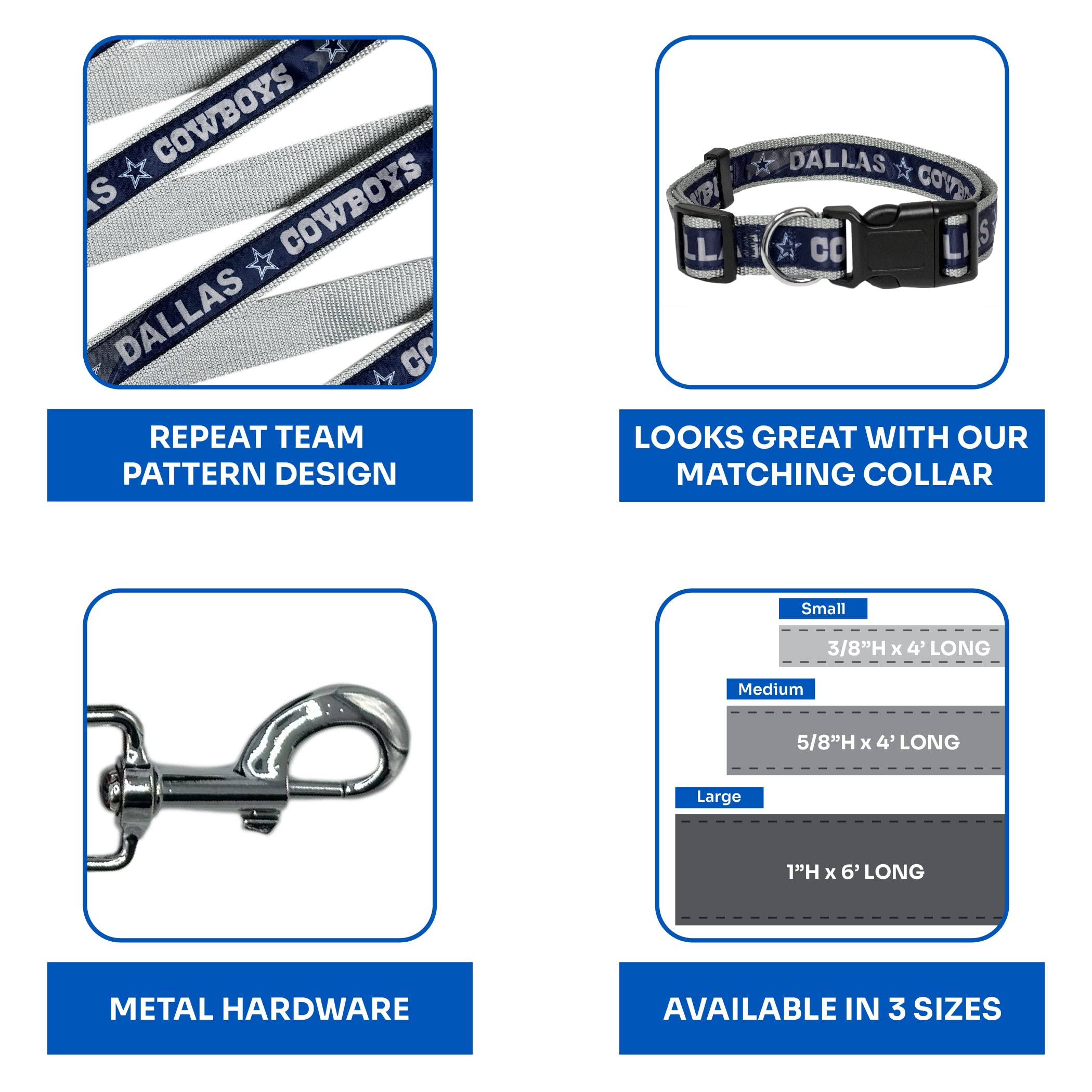 Nfl Pet Leash Dallas Cowboys Dog Leash, Medium Football Team Leash For Dogs & Cats. A Shiny & Colorful Cat Leash & Dog Leash Lic