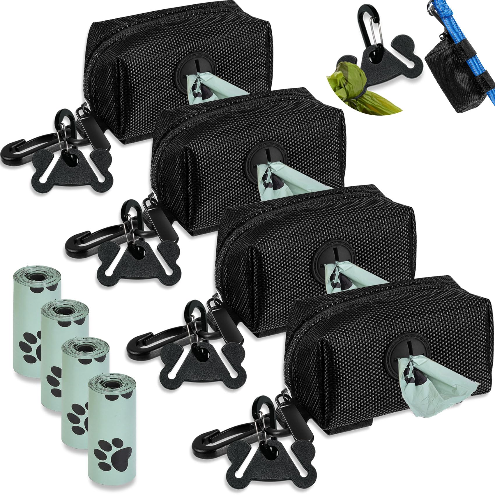 Dog Waste Bag Dispenser Poop Bag Holder For Leash Accessory Fits Dog Leash With Hand Free Holder With Pet Waste Bag, No1680Pjdz 