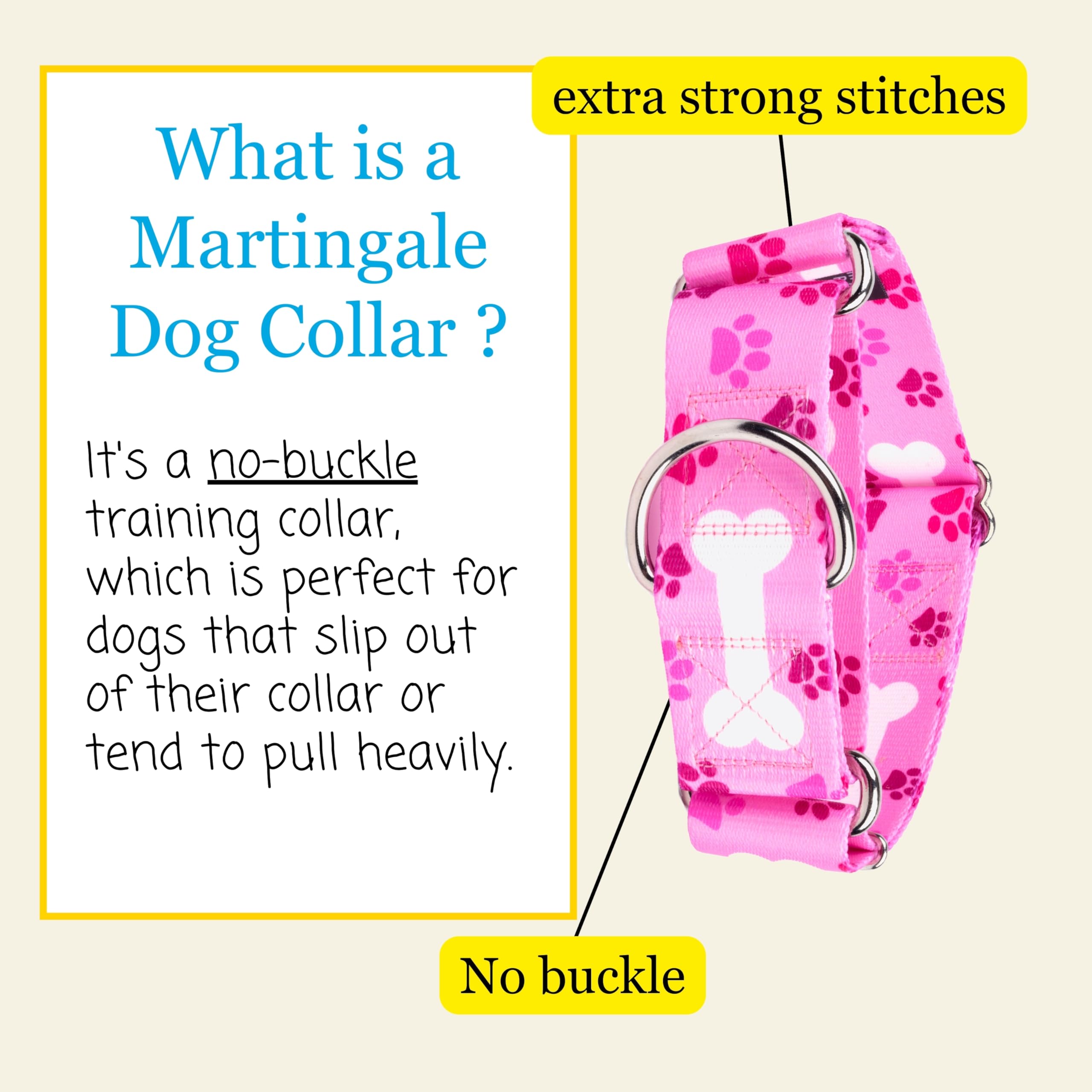 Country Brook Petz - Hossfit Jr Wide Martingale Dog Collar - Dog'S Life Collection Featuring Playful Designs (Pink Oh My Dog, Me